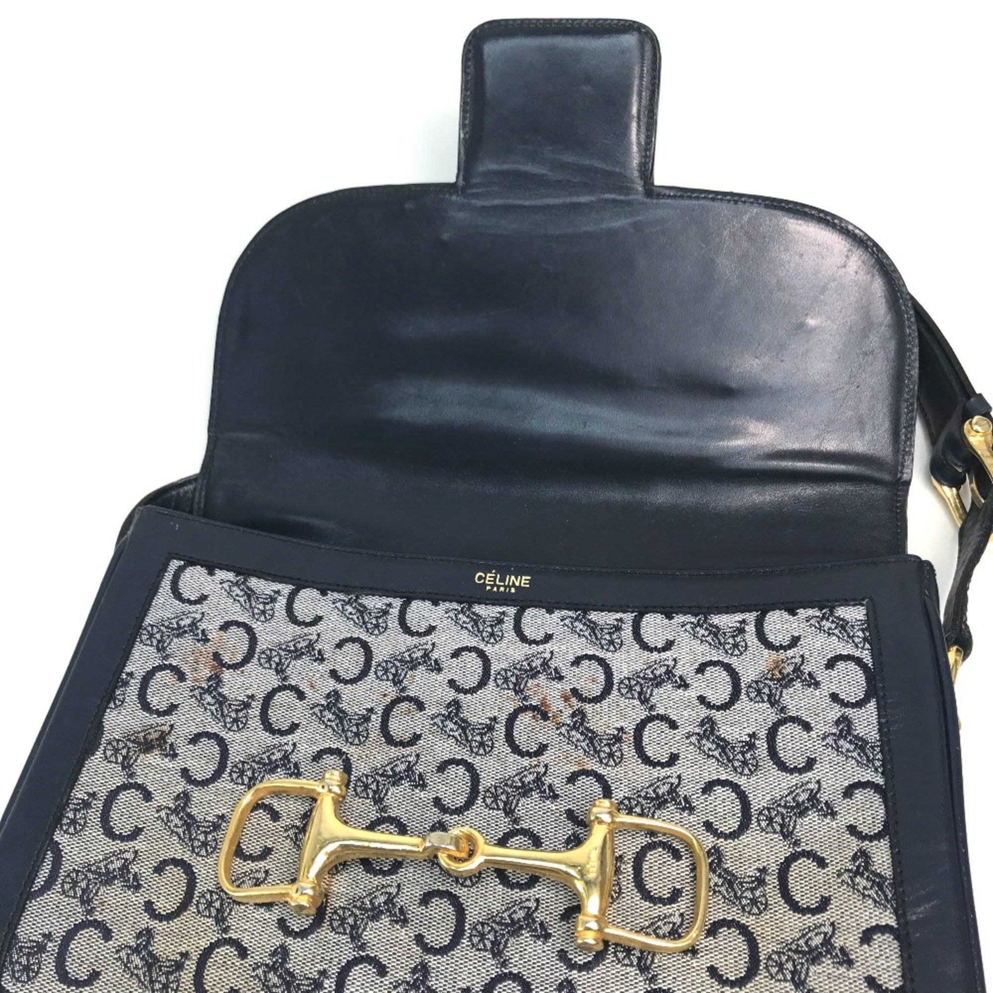Celine CELINE Old CELINE bag vintage Shoulder Bag Gray x Navy GoldHardware Size ONE SIZE - 7 Thumbnail