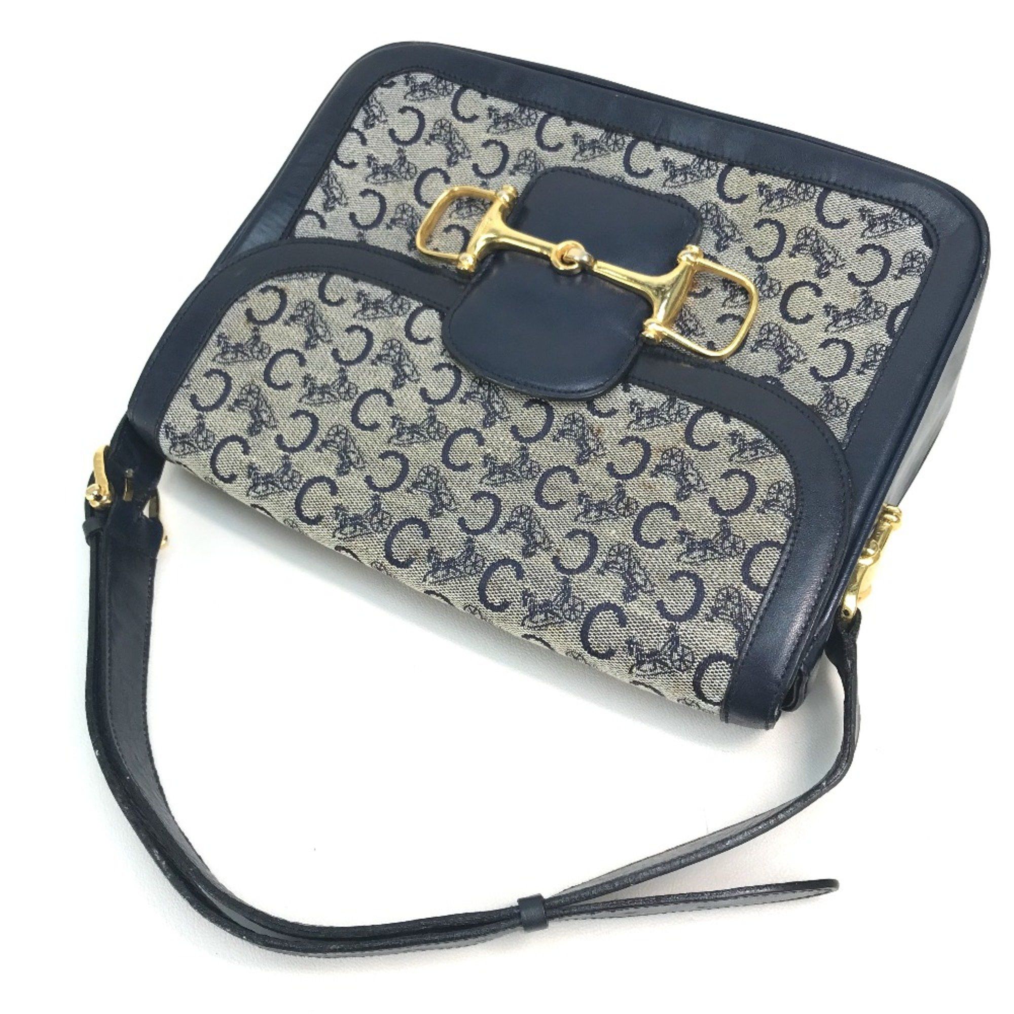 Celine CELINE Old CELINE bag vintage Shoulder Bag Gray x Navy GoldHardware Size ONE SIZE - 5 Thumbnail