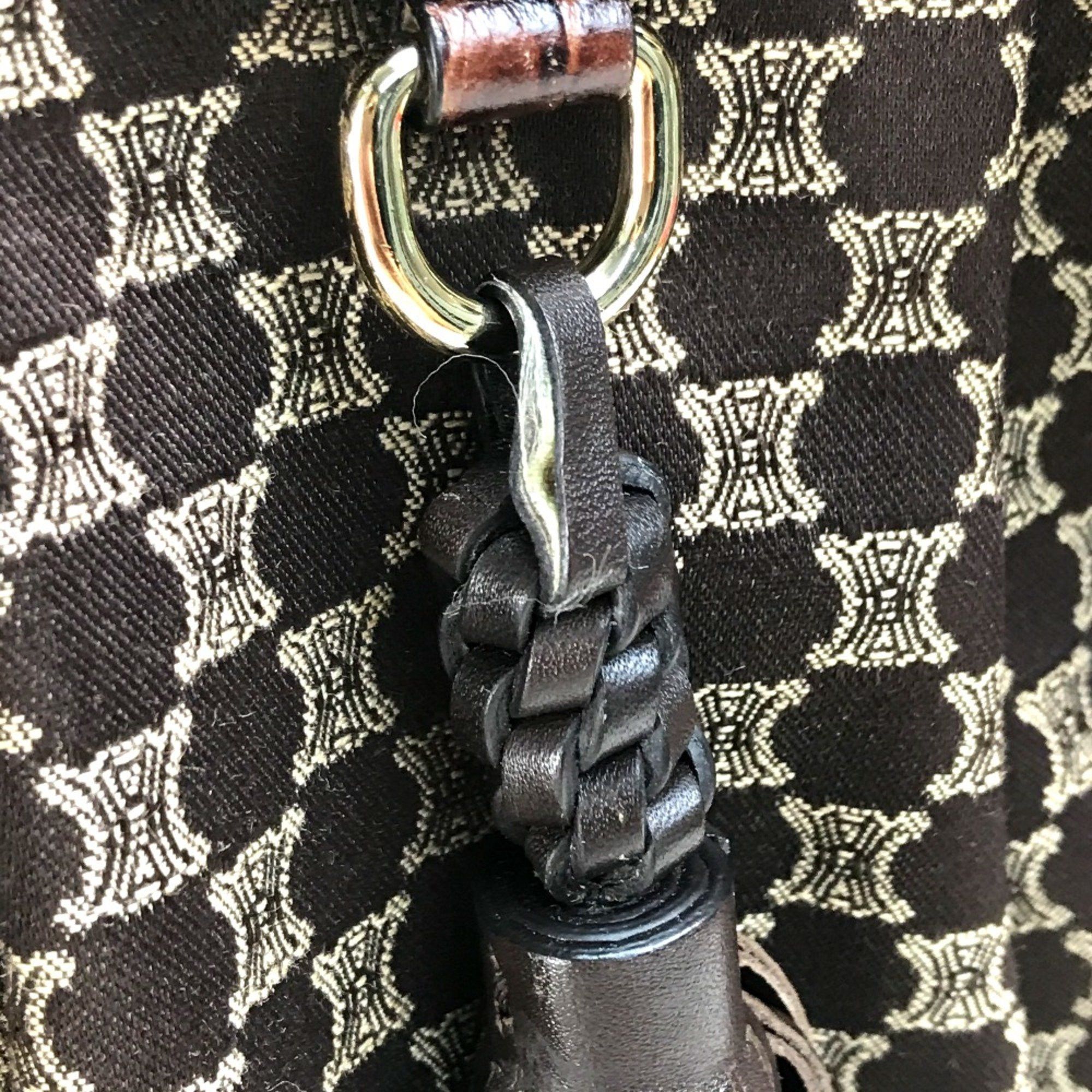 Celine CELINE Logo Macadam Bag Tote Bag Tassel Shoulder Bag Brown x GoldHardware Size ONE SIZE - 12 Thumbnail