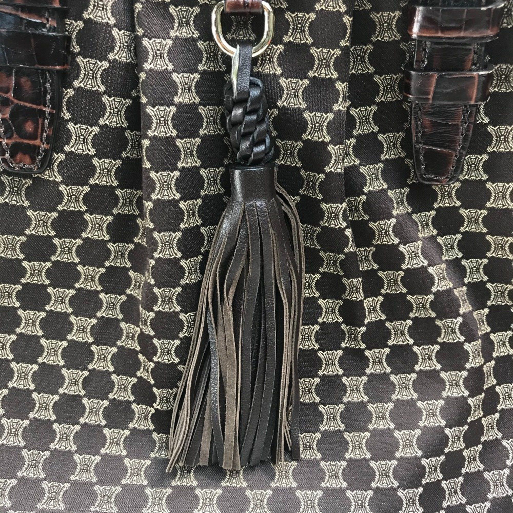 Celine CELINE Logo Macadam Bag Tote Bag Tassel Shoulder Bag Brown x GoldHardware Size ONE SIZE - 11 Thumbnail