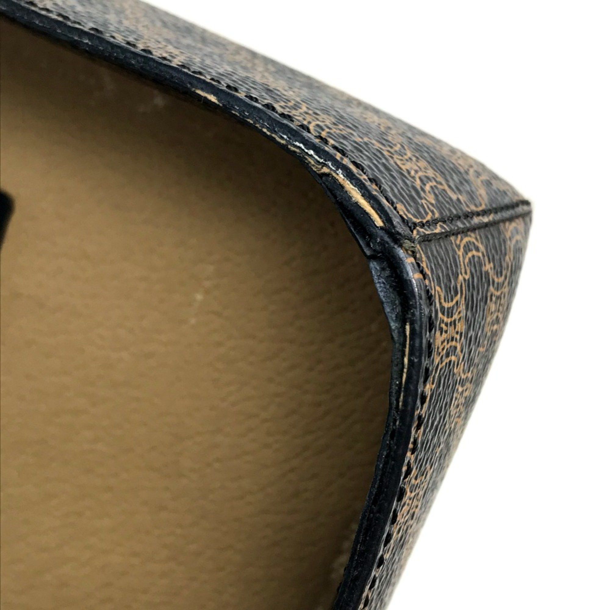 Celine CELINE Logo Carriage Hardware Bag Hand Bag Makeup box Vanity bag Dark brown Size ONE SIZE - 6 Thumbnail