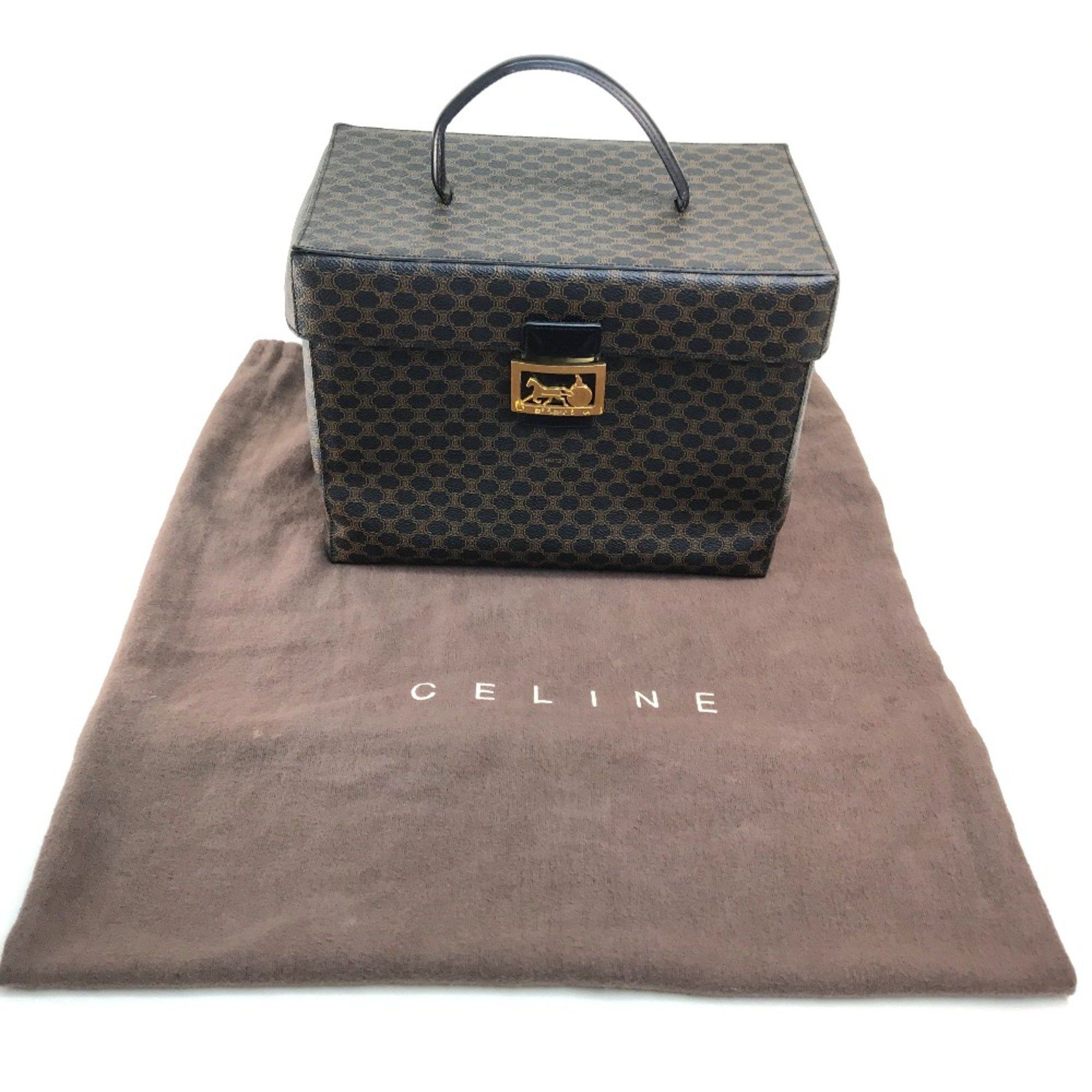Celine CELINE Logo Carriage Hardware Bag Hand Bag Makeup box Vanity bag Dark brown Size ONE SIZE - 14 Thumbnail
