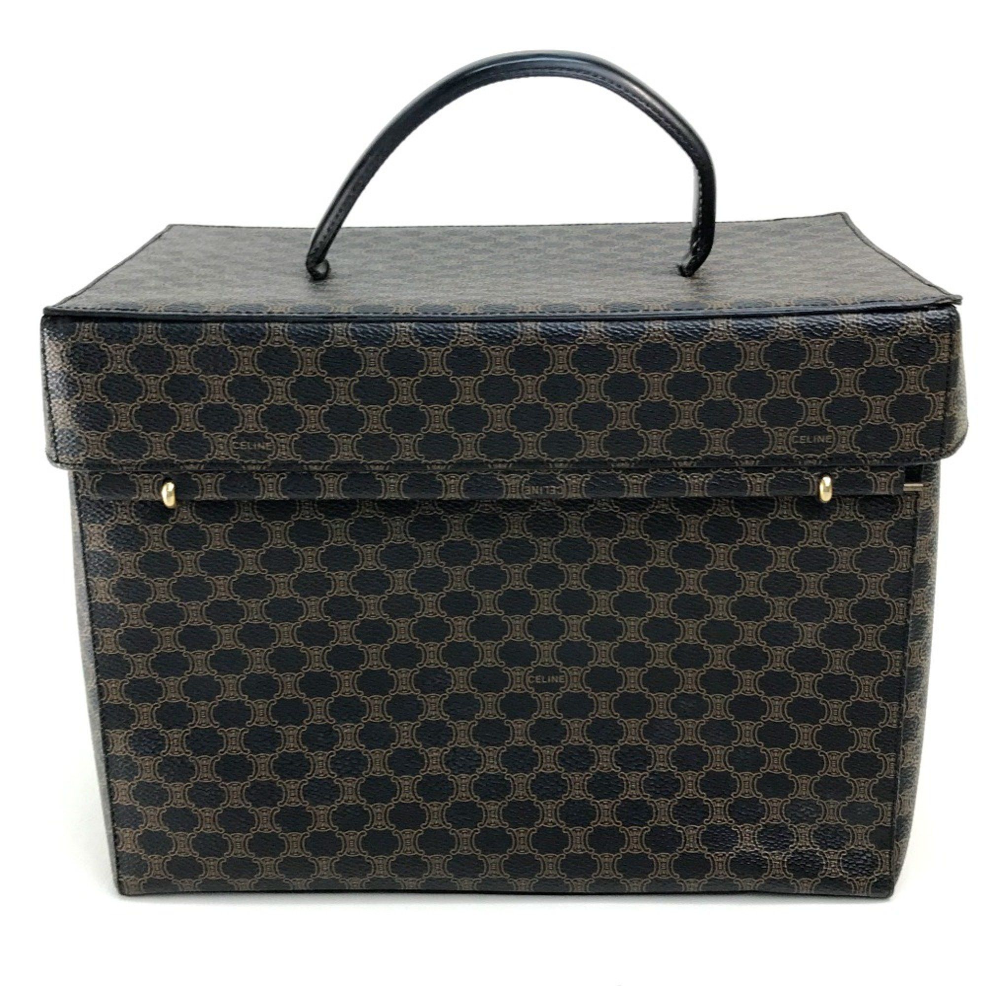 Celine CELINE Logo Carriage Hardware Bag Hand Bag Makeup box Vanity bag Dark brown Size ONE SIZE - 2 Thumbnail