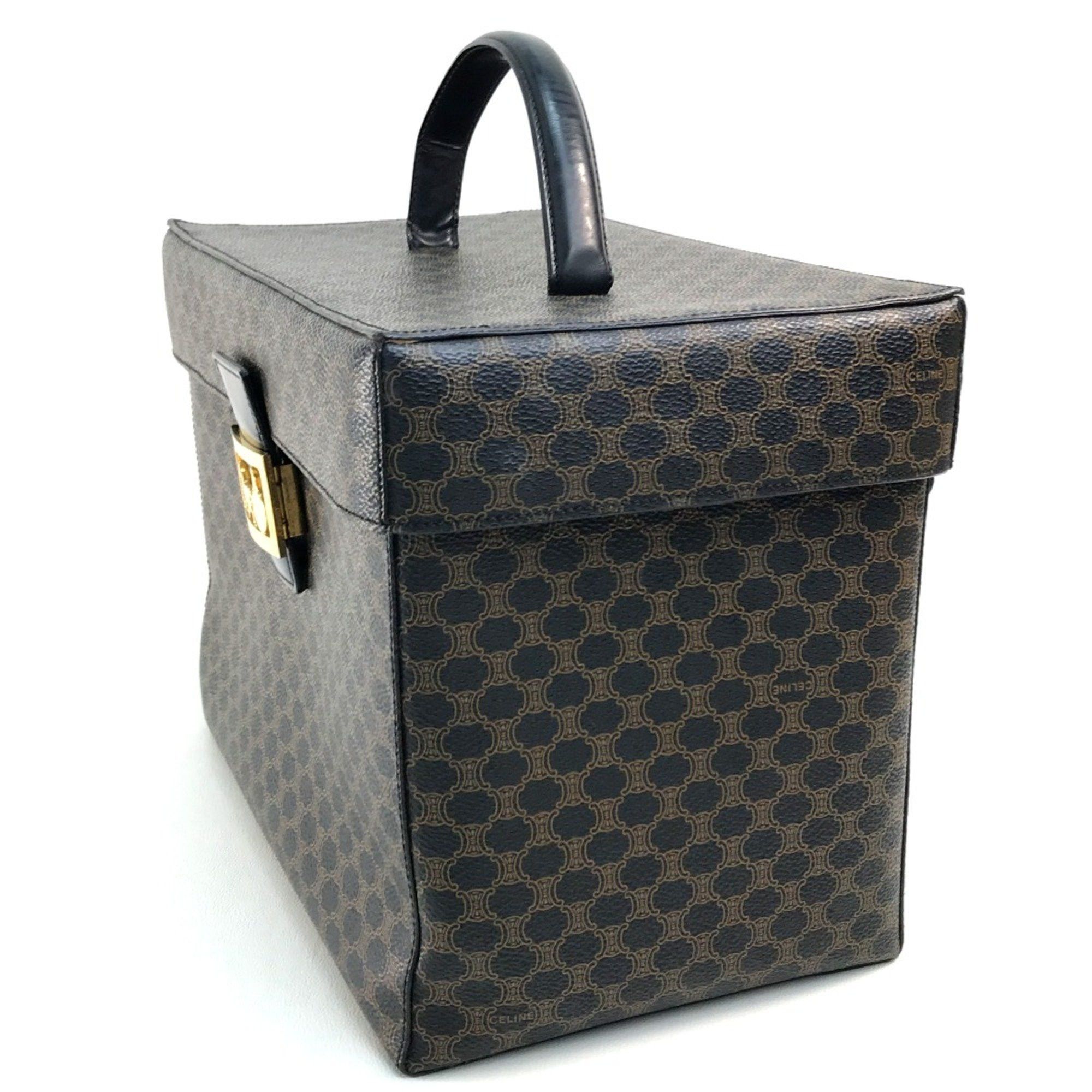 Celine CELINE Logo Carriage Hardware Bag Hand Bag Makeup box Vanity bag Dark brown Size ONE SIZE - 3 Thumbnail