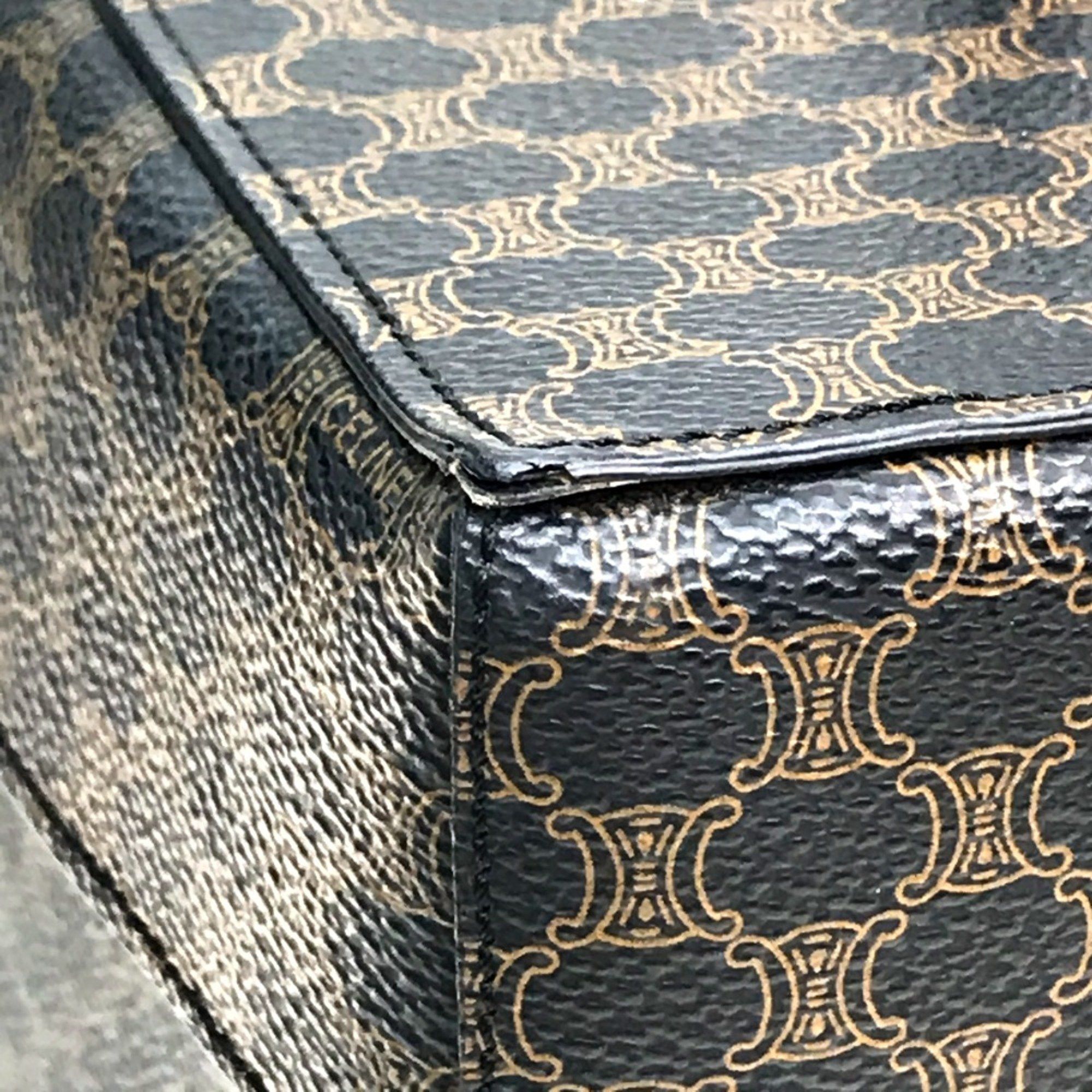 Celine CELINE Logo Carriage Hardware Bag Hand Bag Makeup box Vanity bag Dark brown Size ONE SIZE - 4 Thumbnail