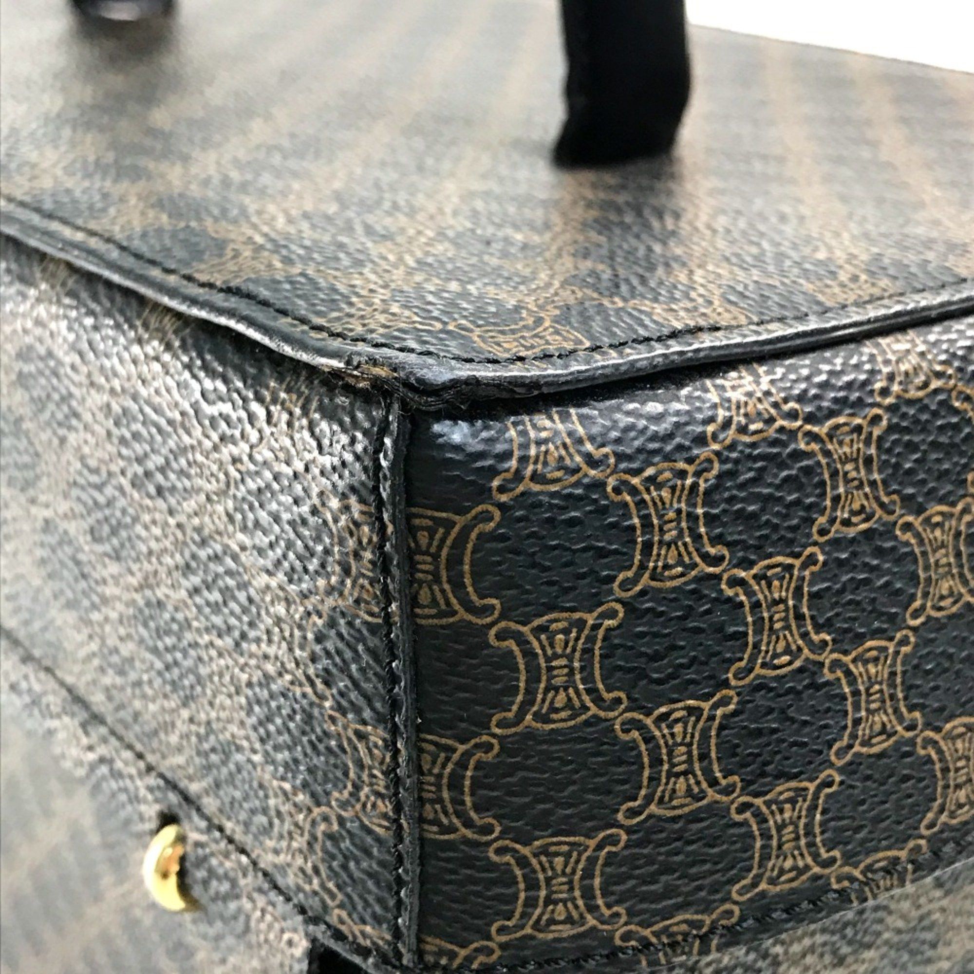 Celine CELINE Logo Carriage Hardware Bag Hand Bag Makeup box Vanity bag Dark brown Size ONE SIZE - 13 Thumbnail