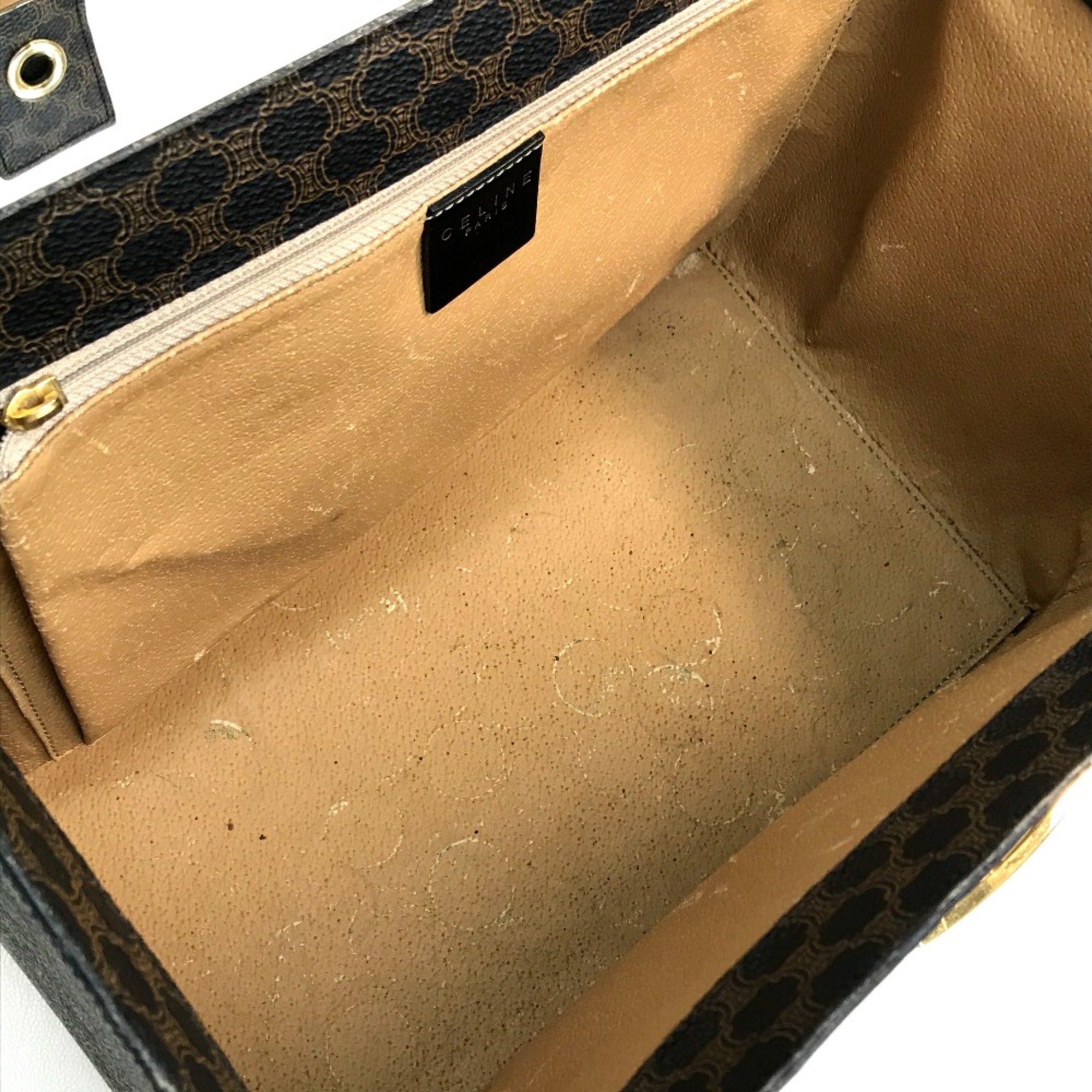 Celine CELINE Logo Carriage Hardware Bag Hand Bag Makeup box Vanity bag Dark brown Size ONE SIZE - 7 Thumbnail
