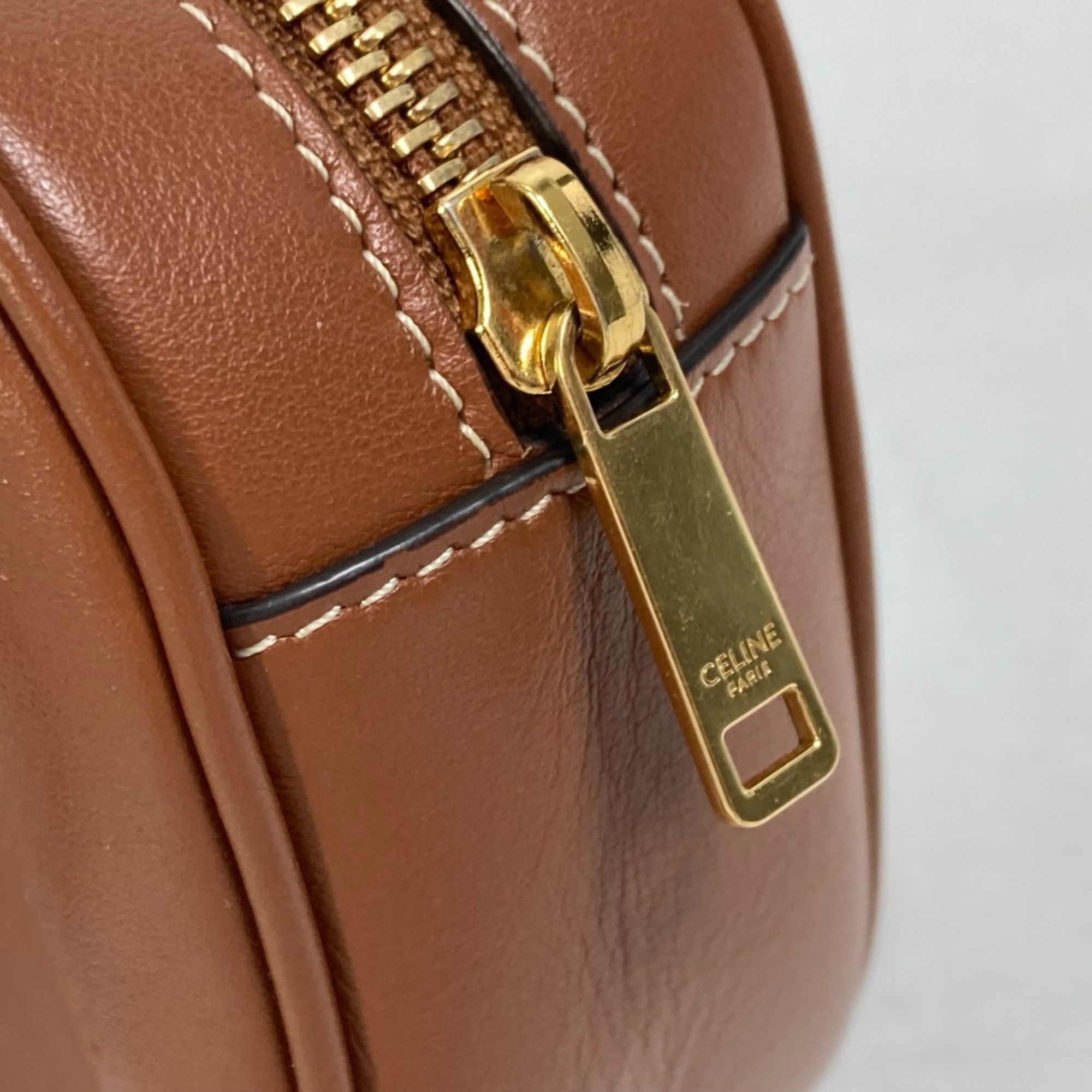 Celine CELINE 2WAY Hand Bag Pochette Bag Crossbody Shoulder Bag Brown Gold Size ONE SIZE - 9 Thumbnail
