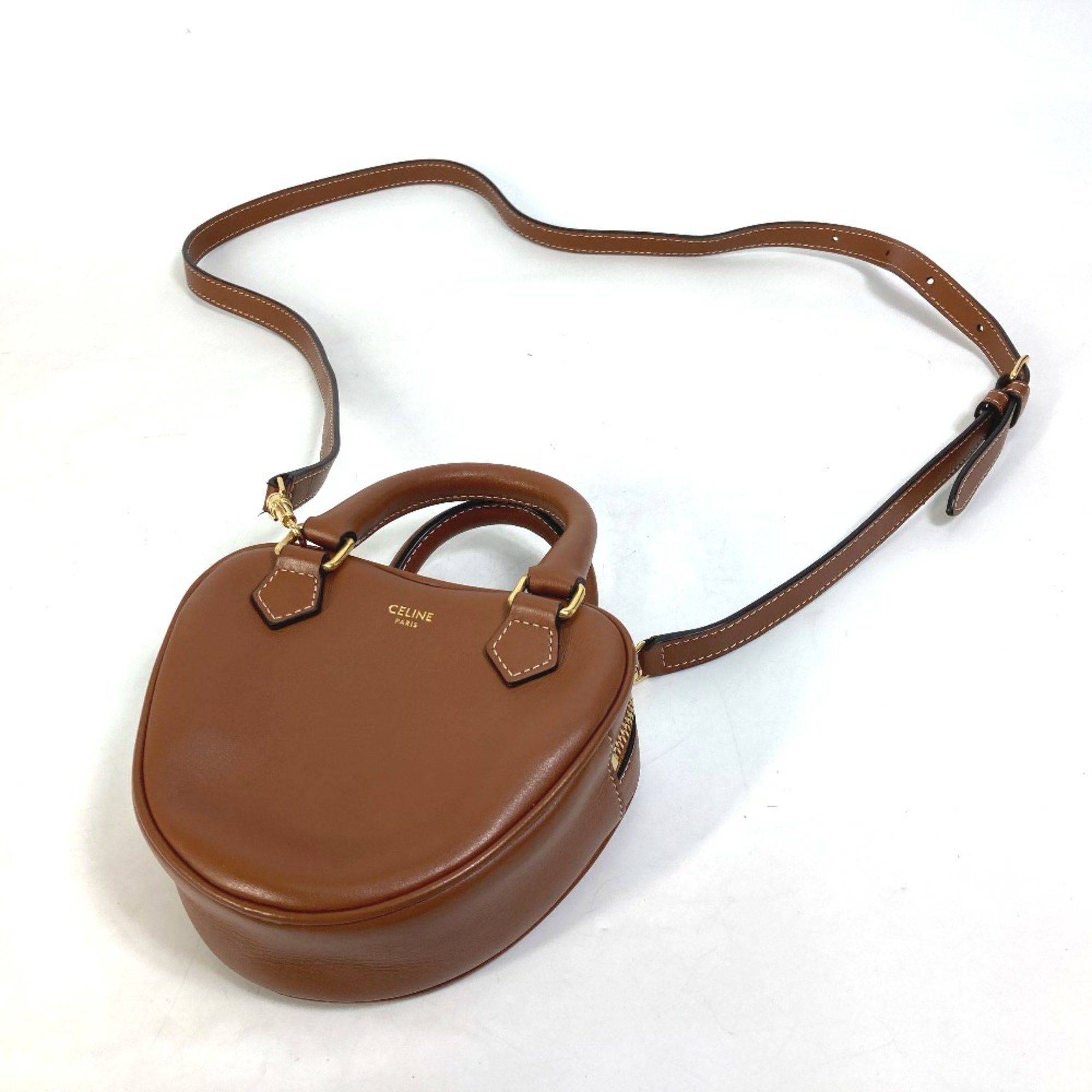 Celine CELINE 2WAY Hand Bag Pochette Bag Crossbody Shoulder Bag Brown Gold Size ONE SIZE - 10 Thumbnail