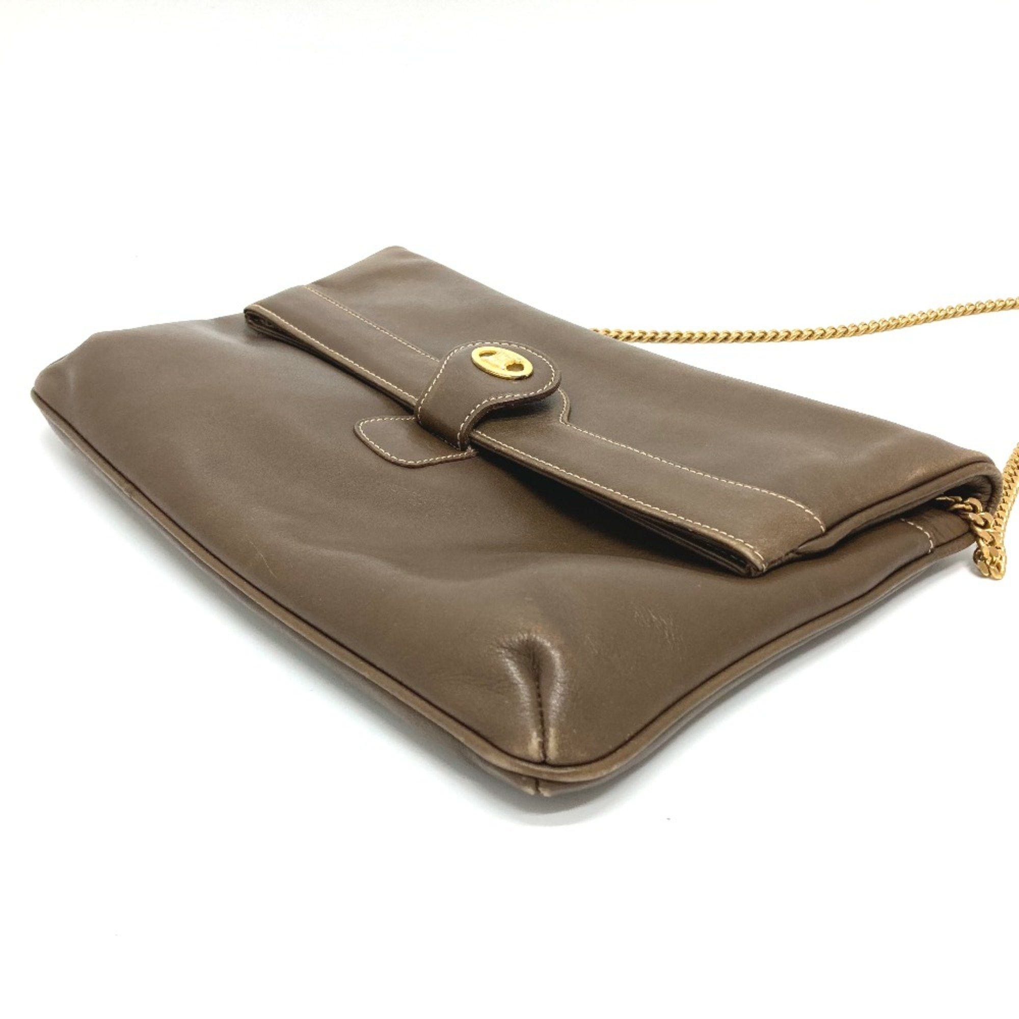 Celine CELINE Logo Hardware Bag Chain Clutch Shoulder Bag Brown Size ONE SIZE - 4 Thumbnail