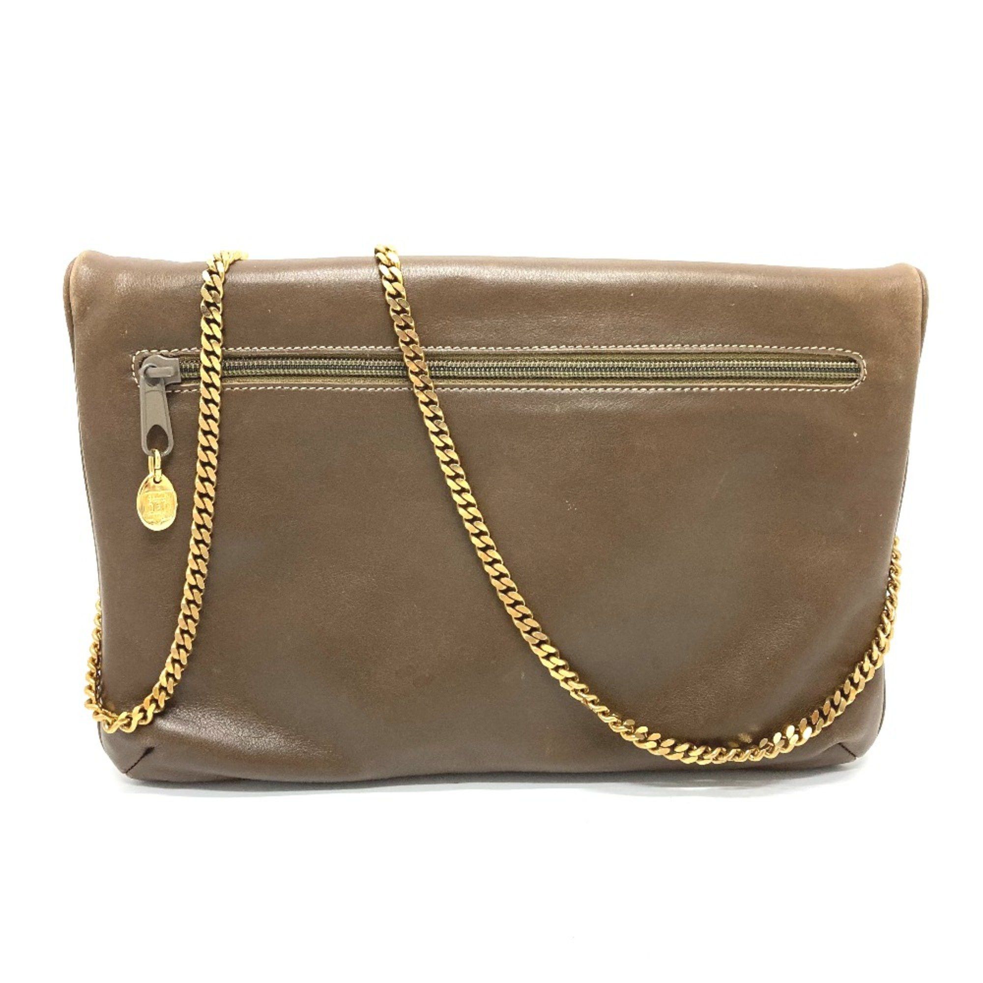Celine CELINE Logo Hardware Bag Chain Clutch Shoulder Bag Brown Size ONE SIZE - 2 Thumbnail