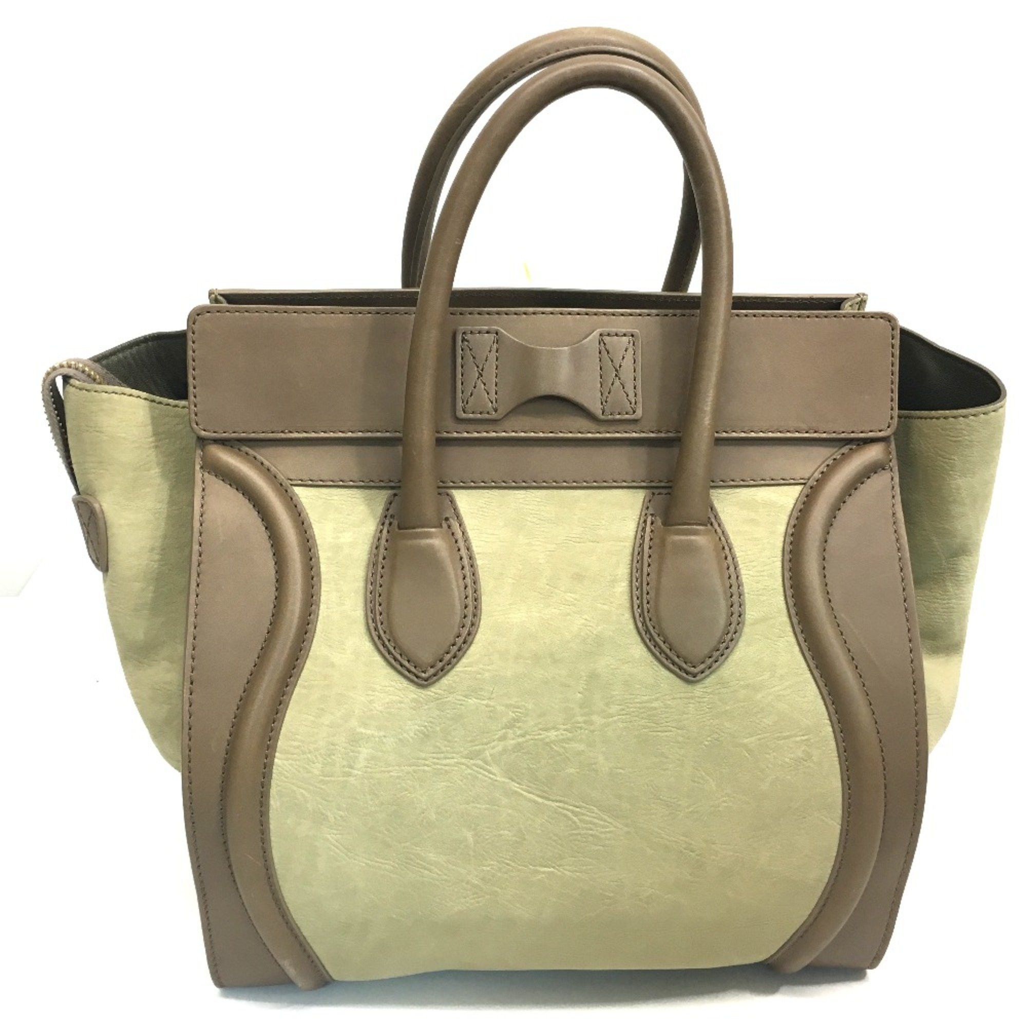 Celine CELINE 165213 Mini Shopper Bag Tote Bag Hand Bag Beige BrownBased Size ONE SIZE - 3 Thumbnail