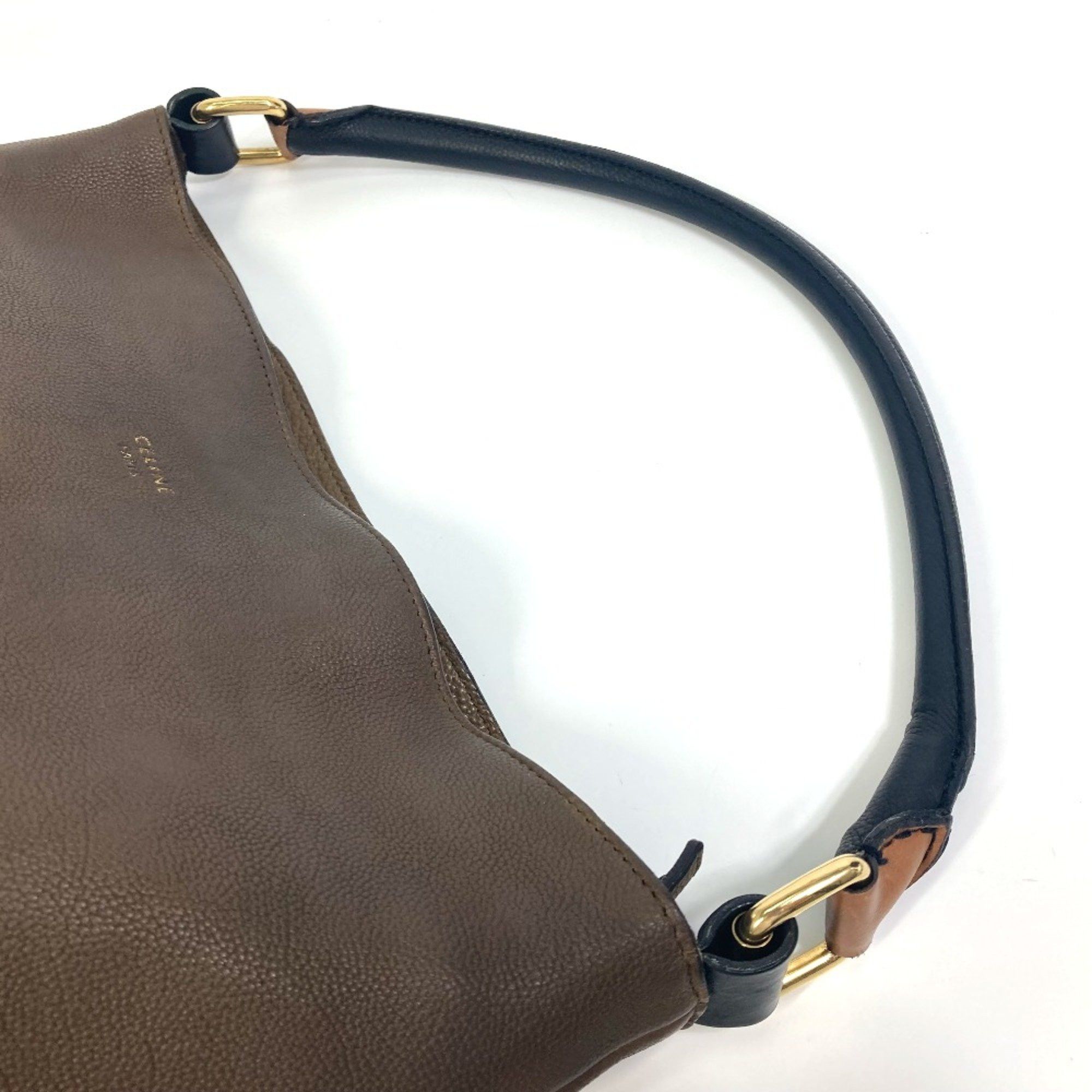 Celine CELINE bicolor stripes Bag Tote Bag shawl Shoulder Bag Brown Size ONE SIZE - 6 Thumbnail