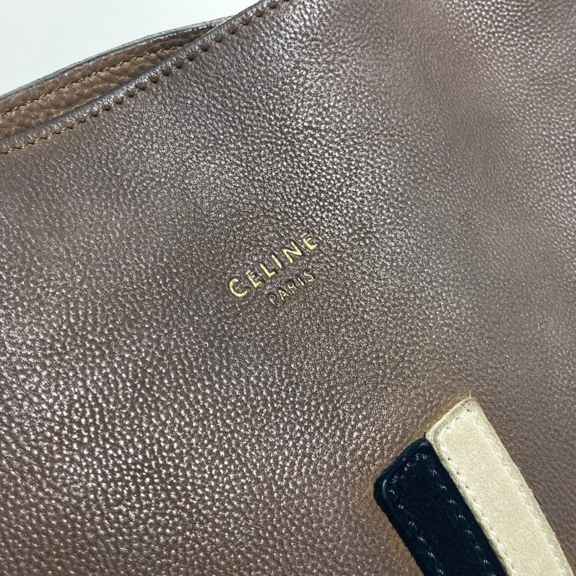 Celine CELINE bicolor stripes Bag Tote Bag shawl Shoulder Bag Brown Size ONE SIZE - 7 Thumbnail