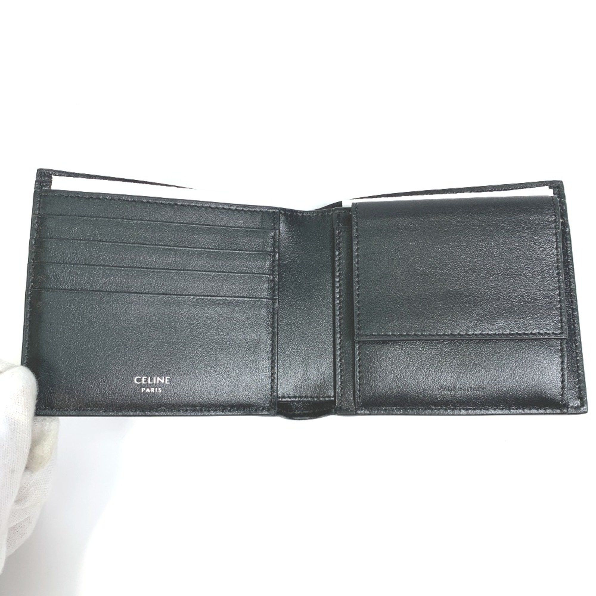Celine CELINE 10C873DME logo Folded wallet Black Size ONE SIZE - 9 Thumbnail