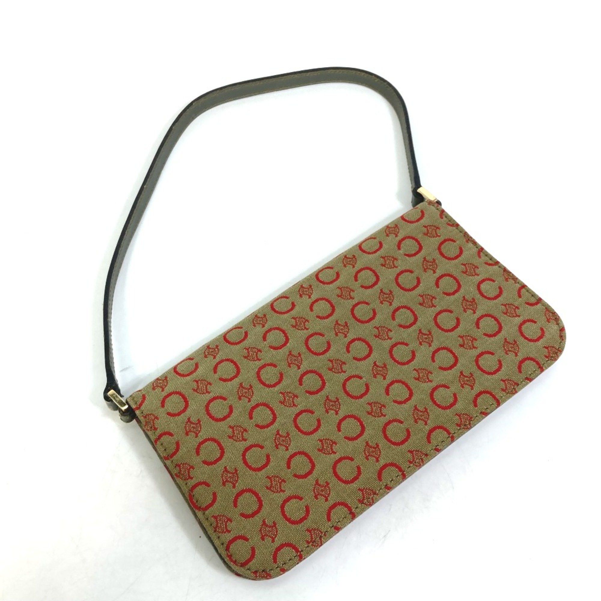 Celine CELINE CMacadam Bag Mini Hand Bag Accessory pouch Khaki x Red Size ONE SIZE - 3 Thumbnail