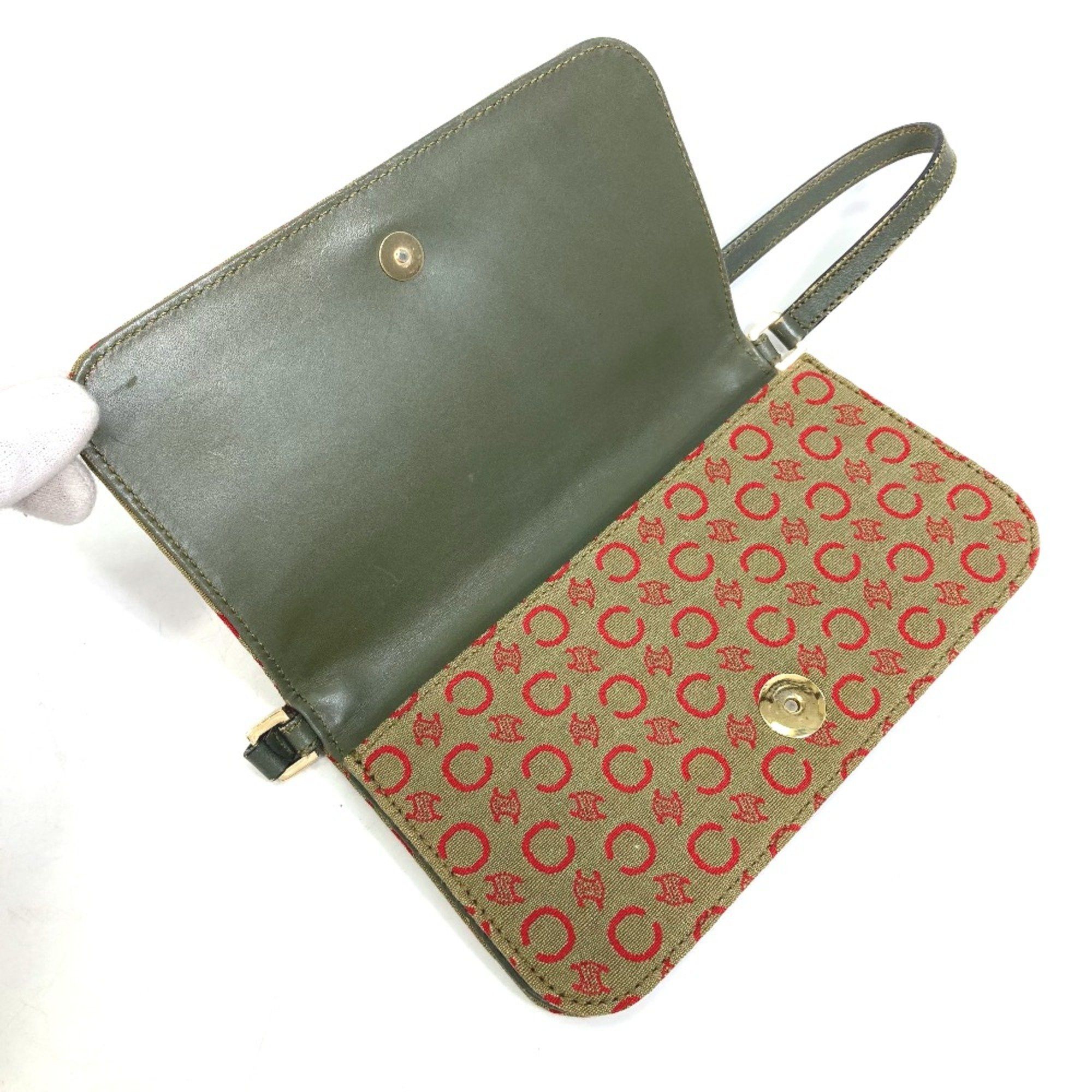 Celine CELINE CMacadam Bag Mini Hand Bag Accessory pouch Khaki x Red Size ONE SIZE - 11 Thumbnail