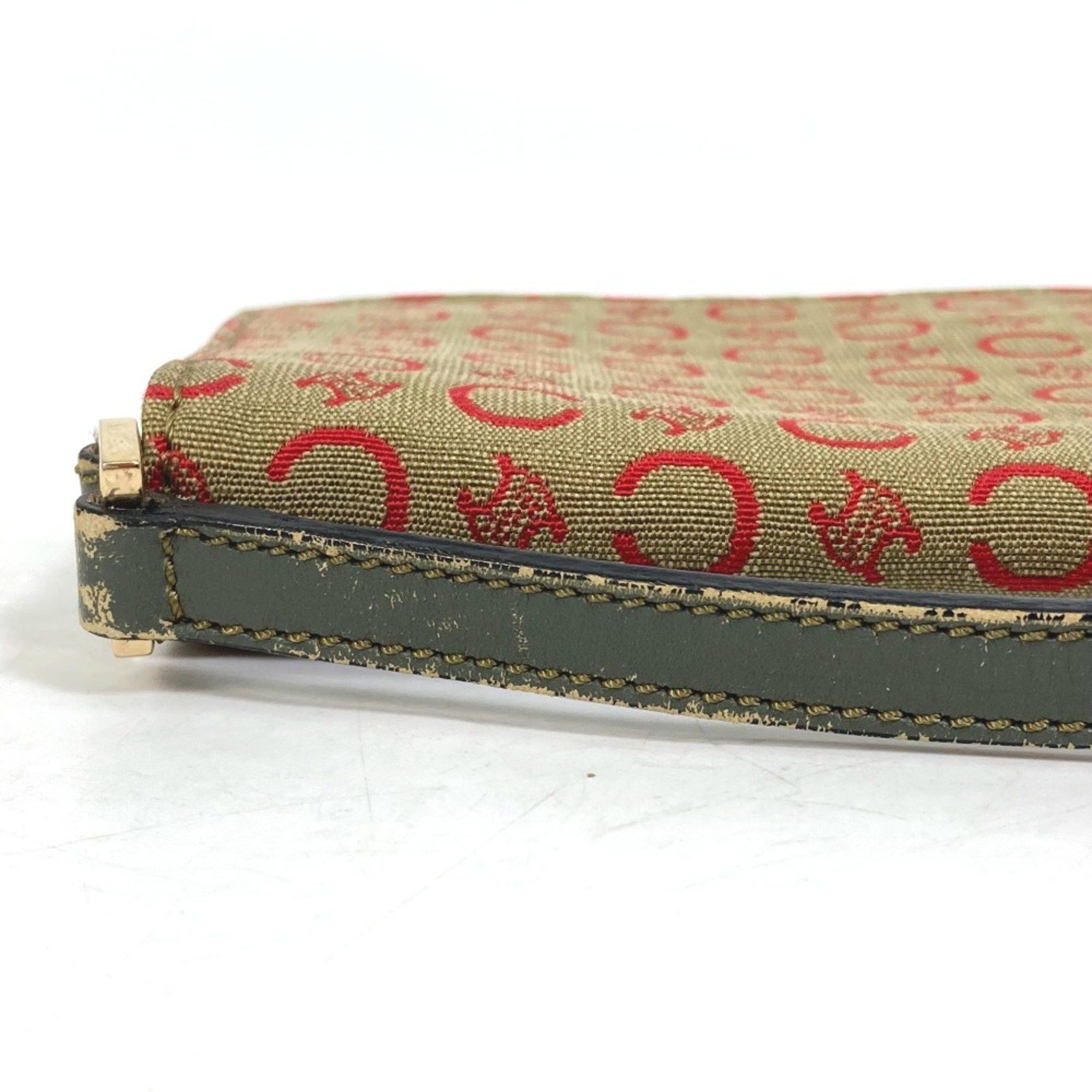 Celine CELINE CMacadam Bag Mini Hand Bag Accessory pouch Khaki x Red Size ONE SIZE - 9 Thumbnail