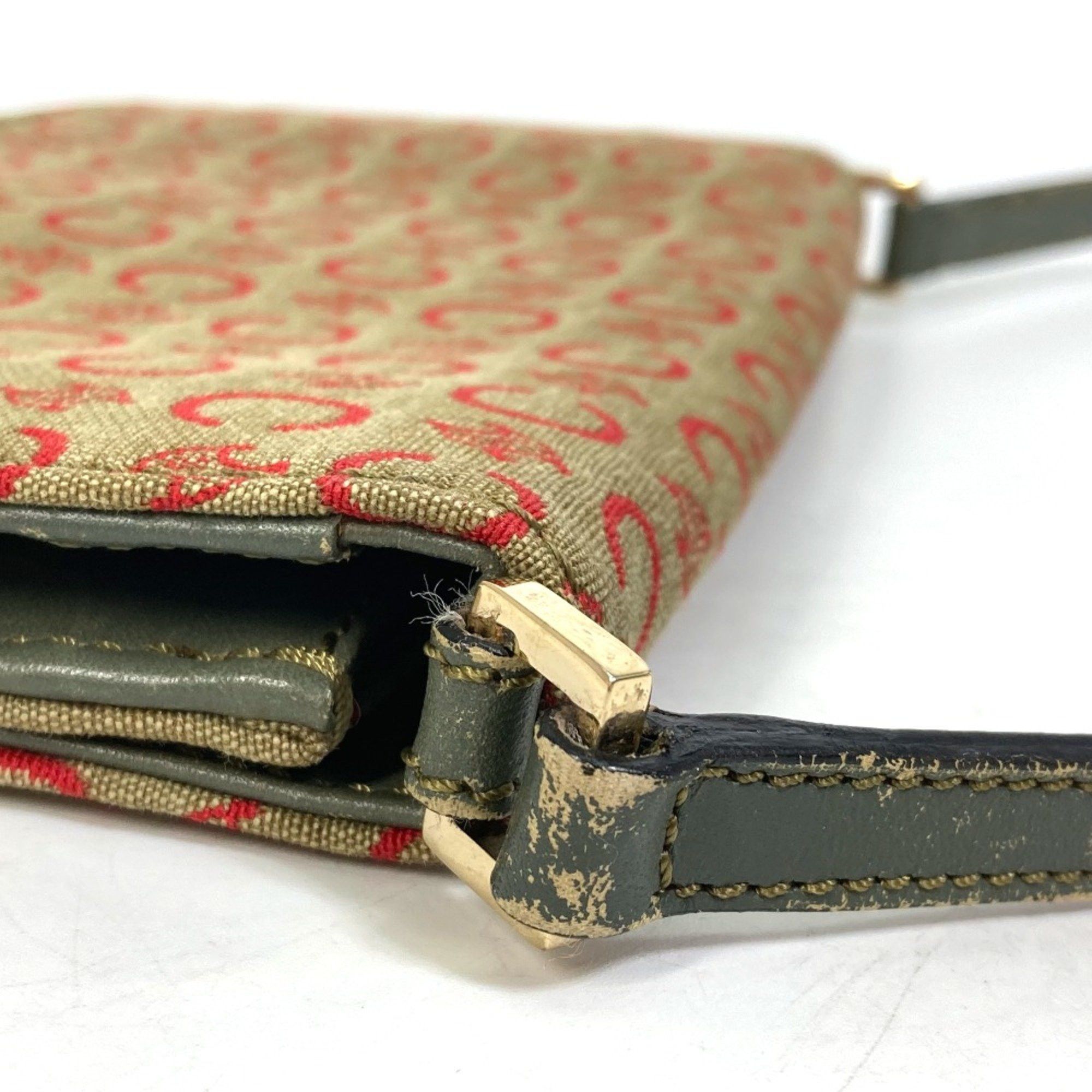 Celine CELINE CMacadam Bag Mini Hand Bag Accessory pouch Khaki x Red Size ONE SIZE - 7 Thumbnail