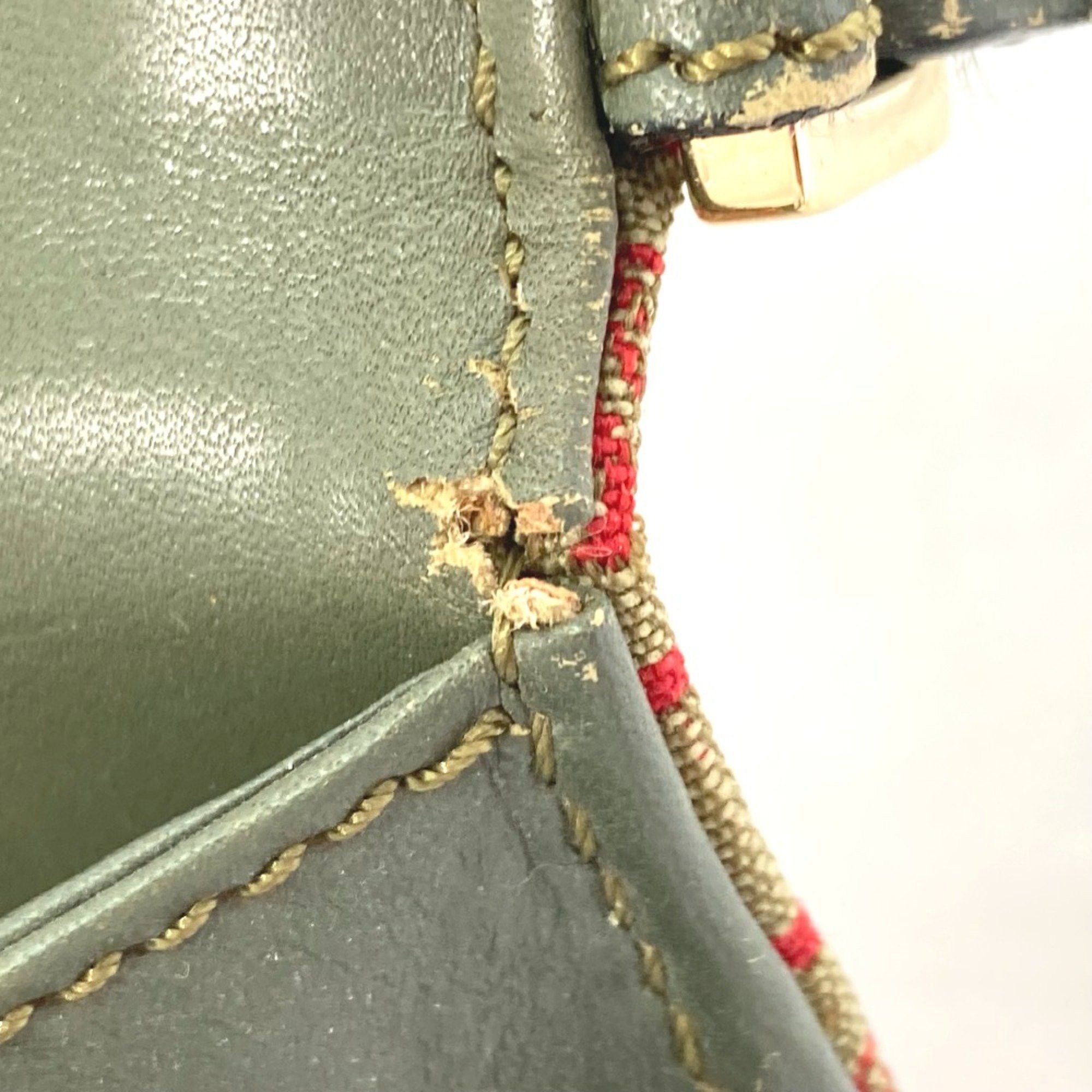 Celine CELINE CMacadam Bag Mini Hand Bag Accessory pouch Khaki x Red Size ONE SIZE - 14 Thumbnail