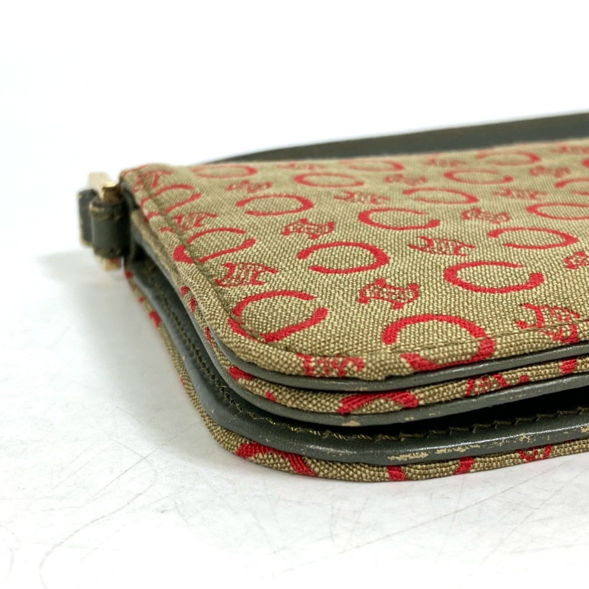 Celine CELINE CMacadam Bag Mini Hand Bag Accessory pouch Khaki x Red Size ONE SIZE - 6 Thumbnail