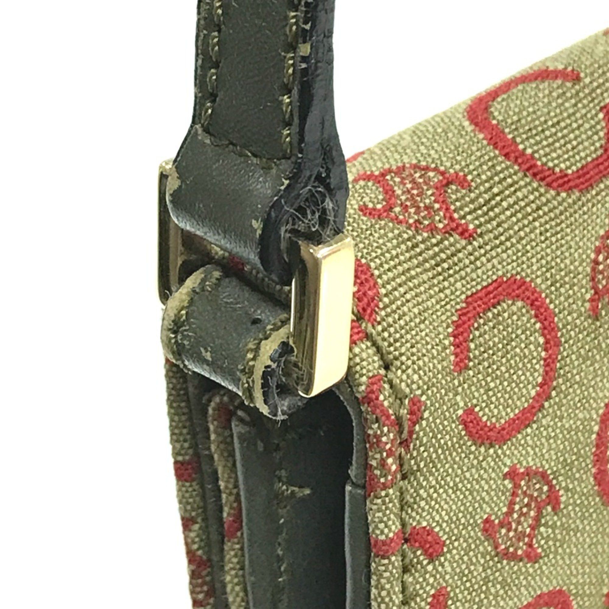 Celine CELINE CMacadam Bag Mini Hand Bag Accessory pouch Khaki x Red Size ONE SIZE - 8 Thumbnail