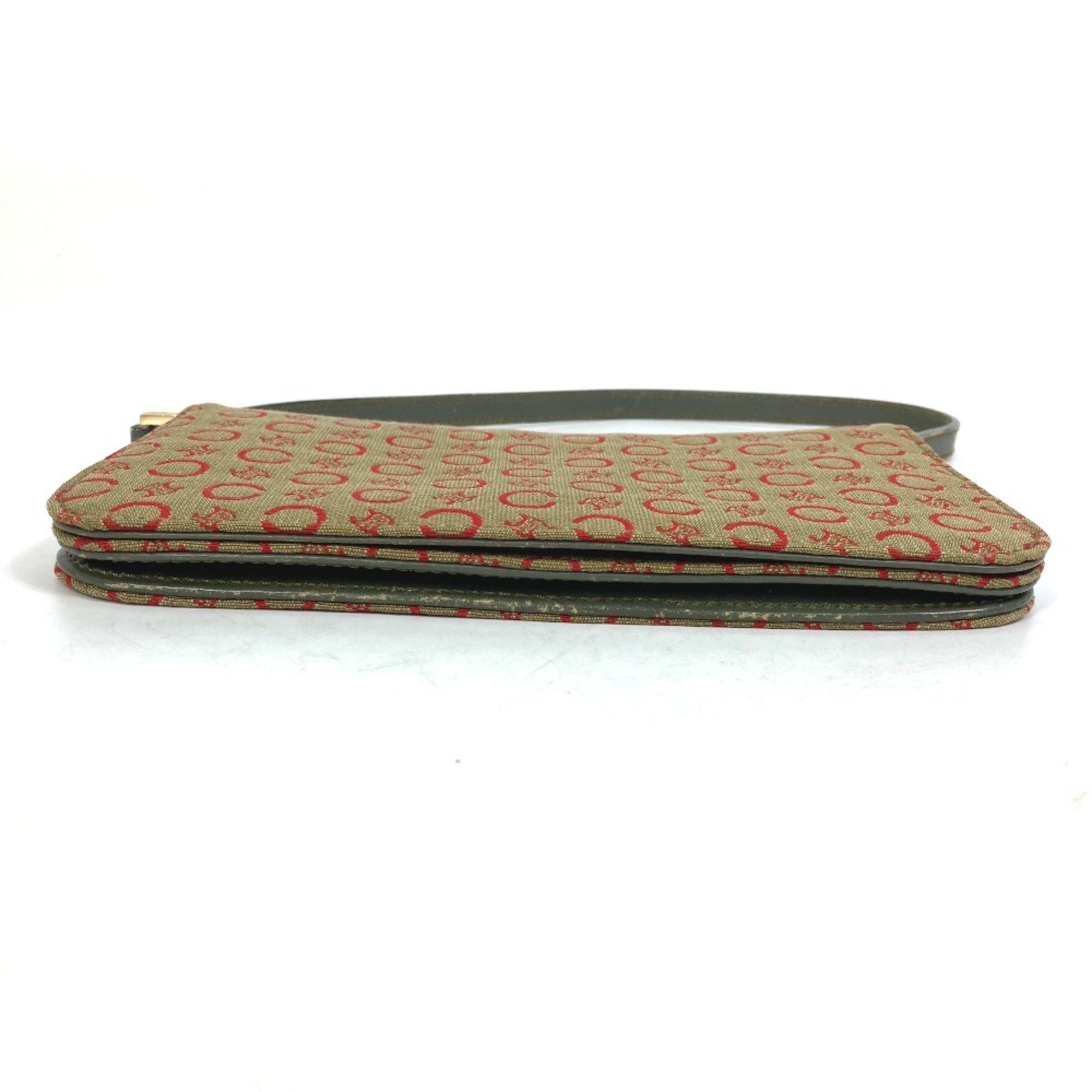 Celine CELINE CMacadam Bag Mini Hand Bag Accessory pouch Khaki x Red Size ONE SIZE - 4 Thumbnail