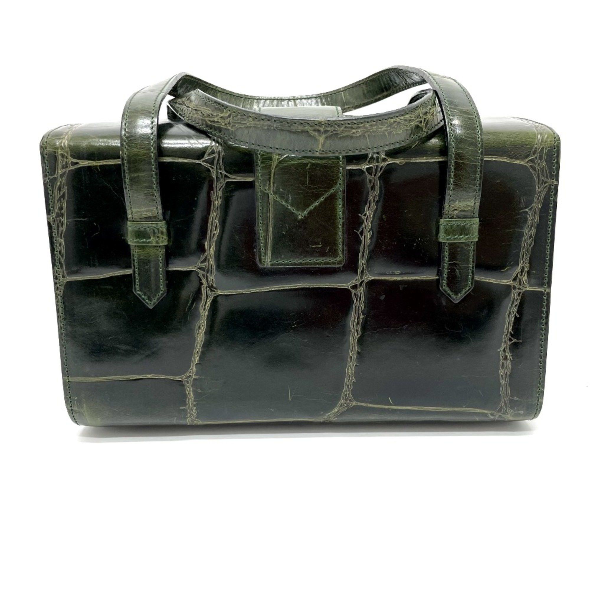 Celine CELINE Croco embossed bag vanity box type Hand Bag Green Size ONE SIZE - 2 Thumbnail