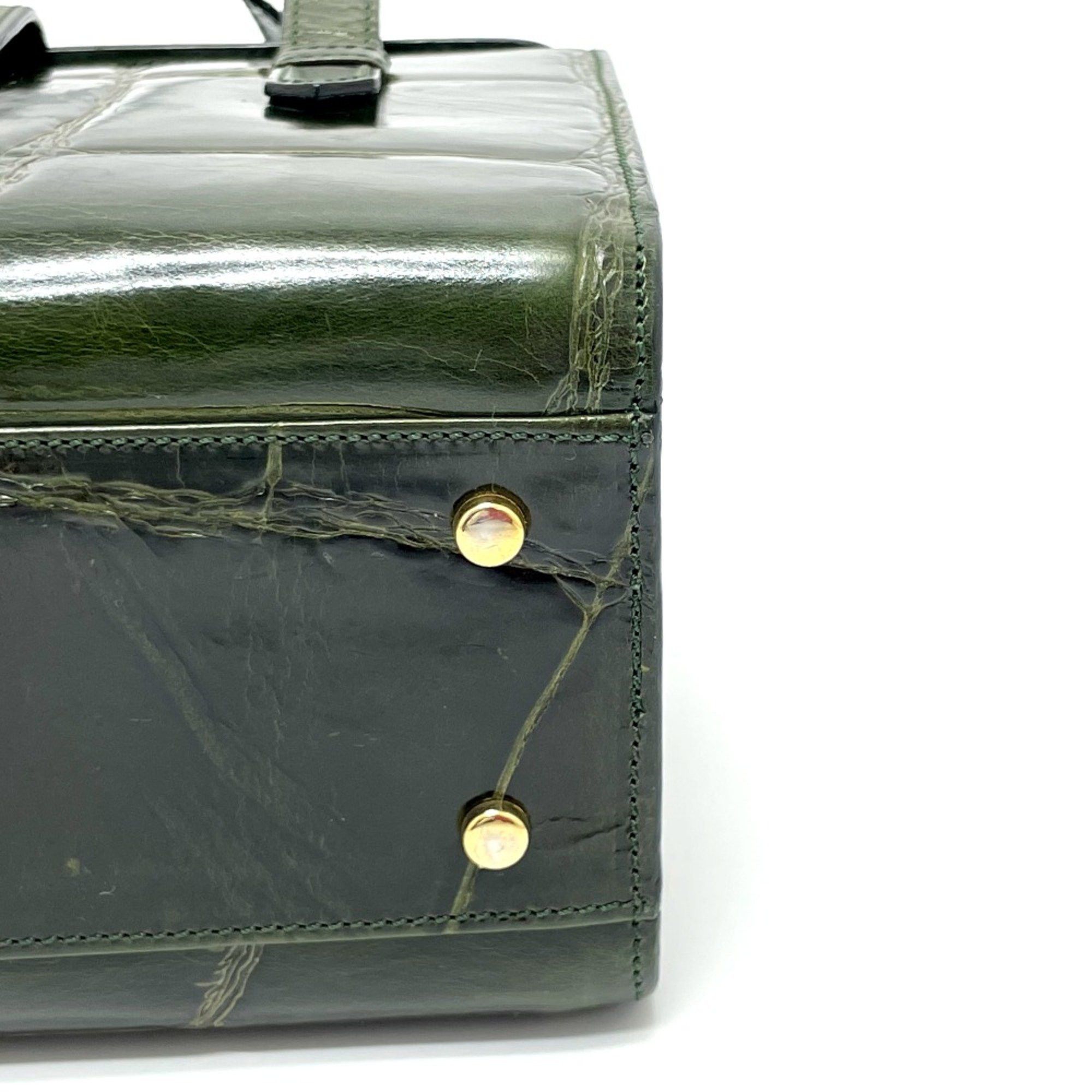 Celine CELINE Croco embossed bag vanity box type Hand Bag Green Size ONE SIZE - 9 Thumbnail