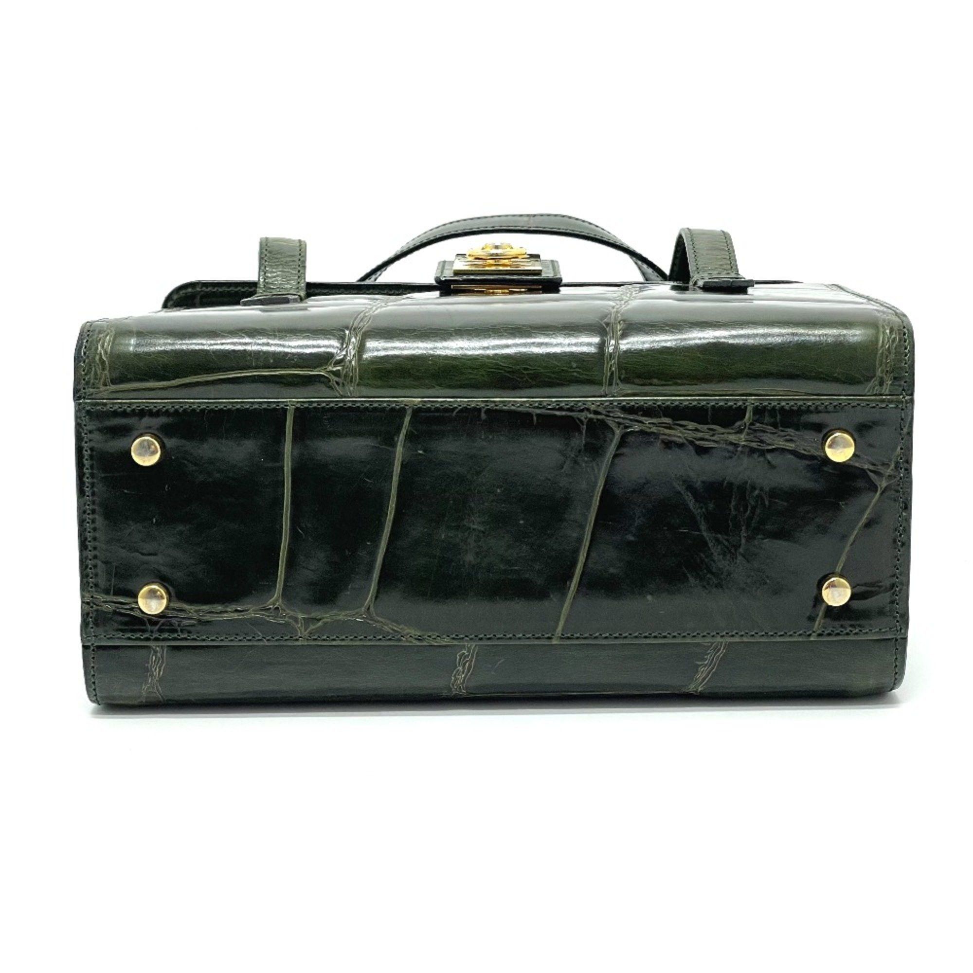 Celine CELINE Croco embossed bag vanity box type Hand Bag Green Size ONE SIZE - 6 Thumbnail