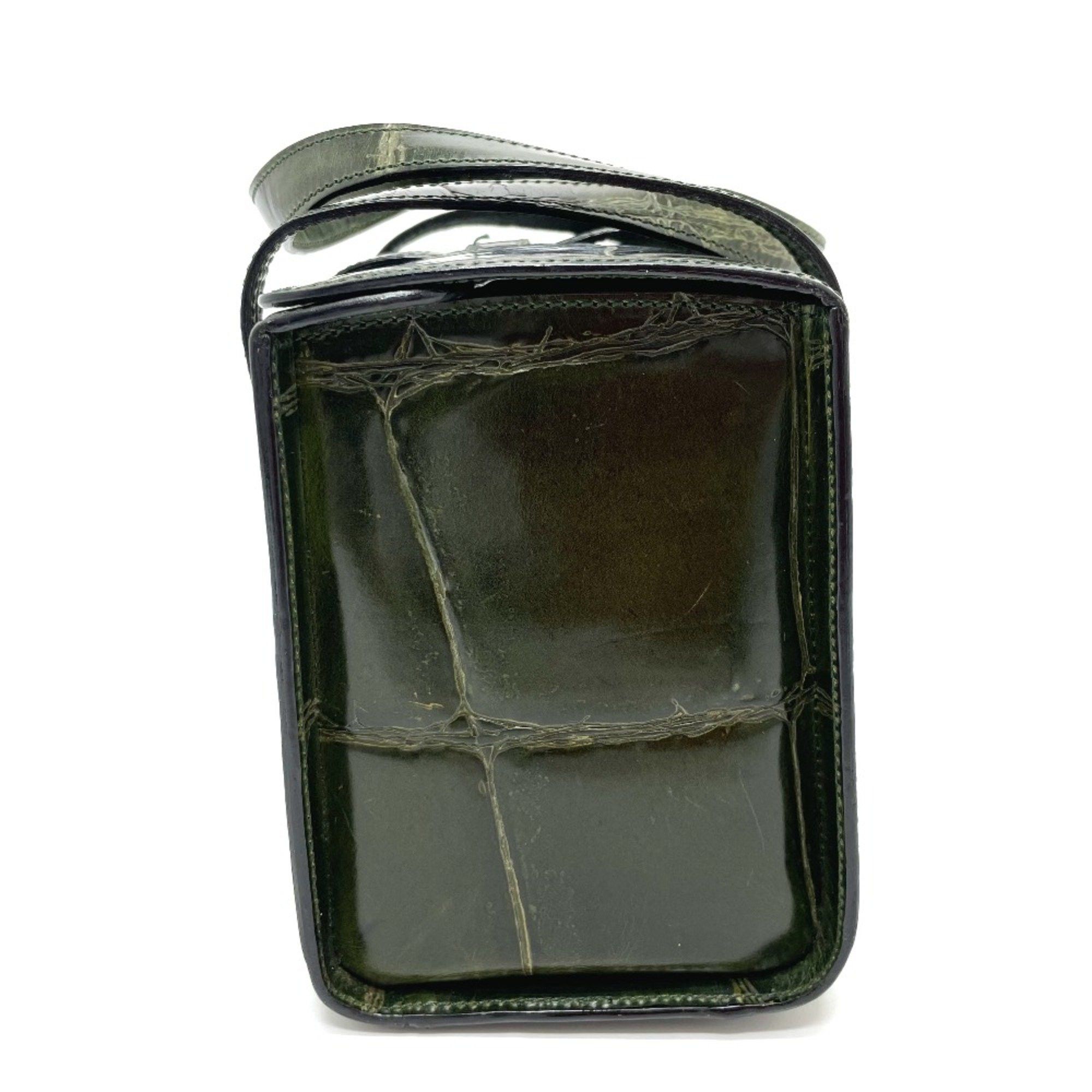 Celine CELINE Croco embossed bag vanity box type Hand Bag Green Size ONE SIZE - 3 Thumbnail