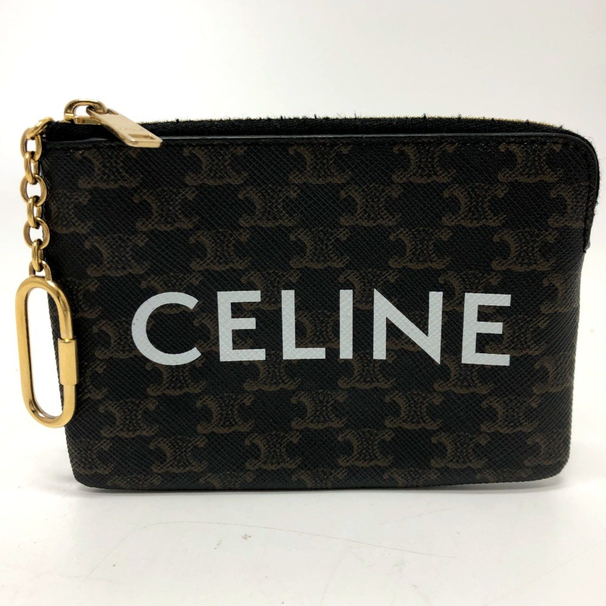 Celine CELINE 10C662CA2 Triomphe Accessory case Coin Compartment coin purse Brown GoldHardware Size ONE SIZE - 3 Thumbnail
