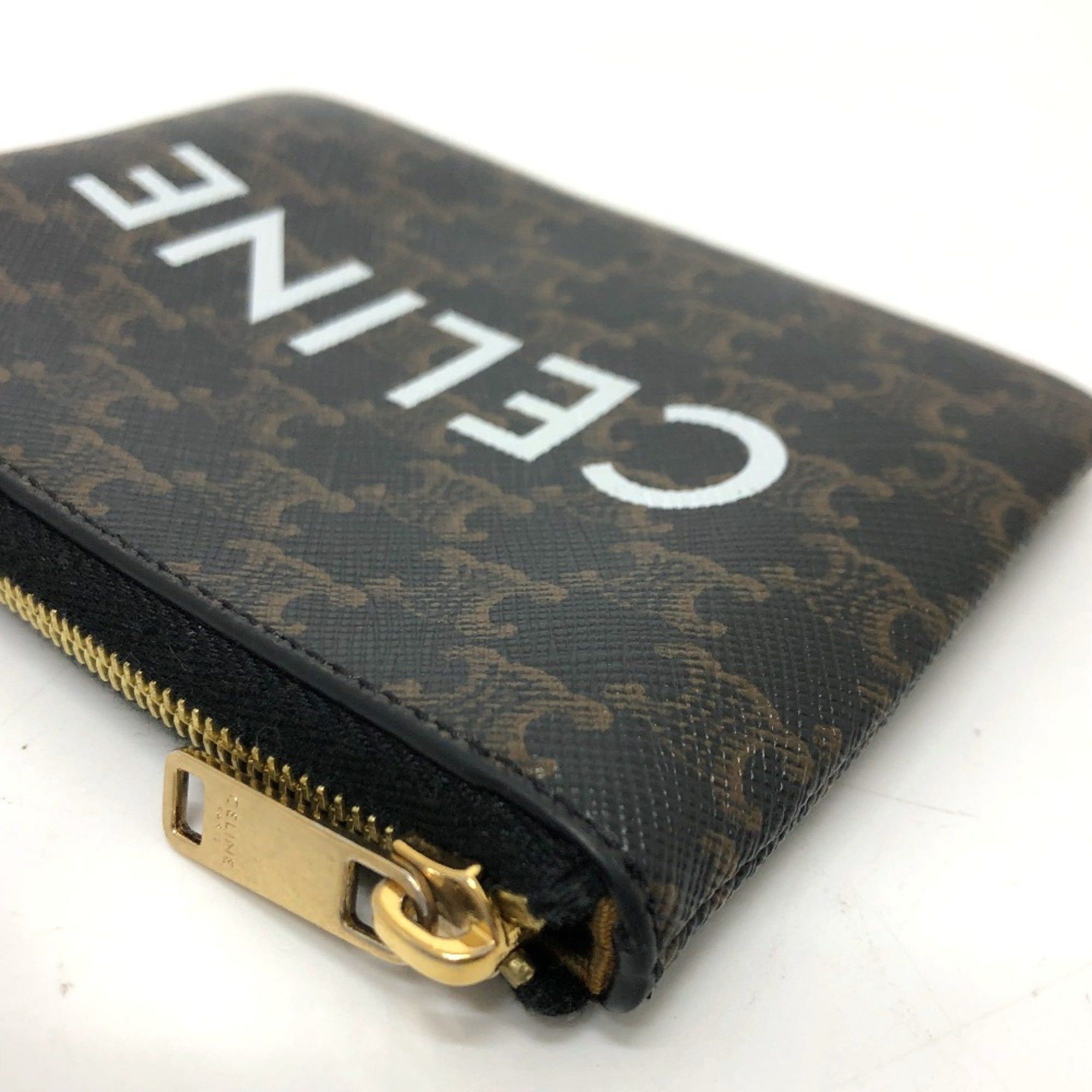 Celine CELINE 10C662CA2 Triomphe Accessory case Coin Compartment coin purse Brown GoldHardware Size ONE SIZE - 7 Thumbnail