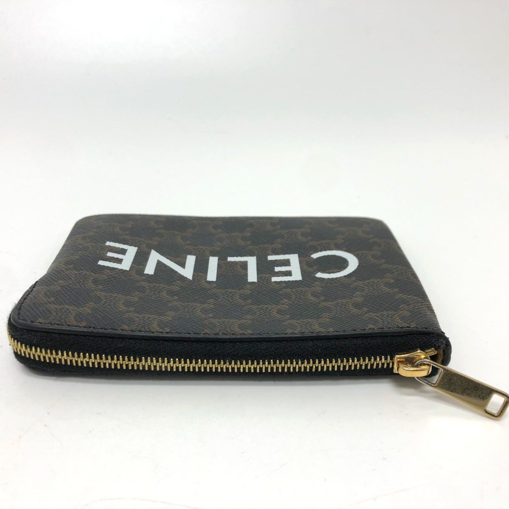 Celine CELINE 10C662CA2 Triomphe Accessory case Coin Compartment coin purse Brown GoldHardware Size ONE SIZE - 5 Thumbnail