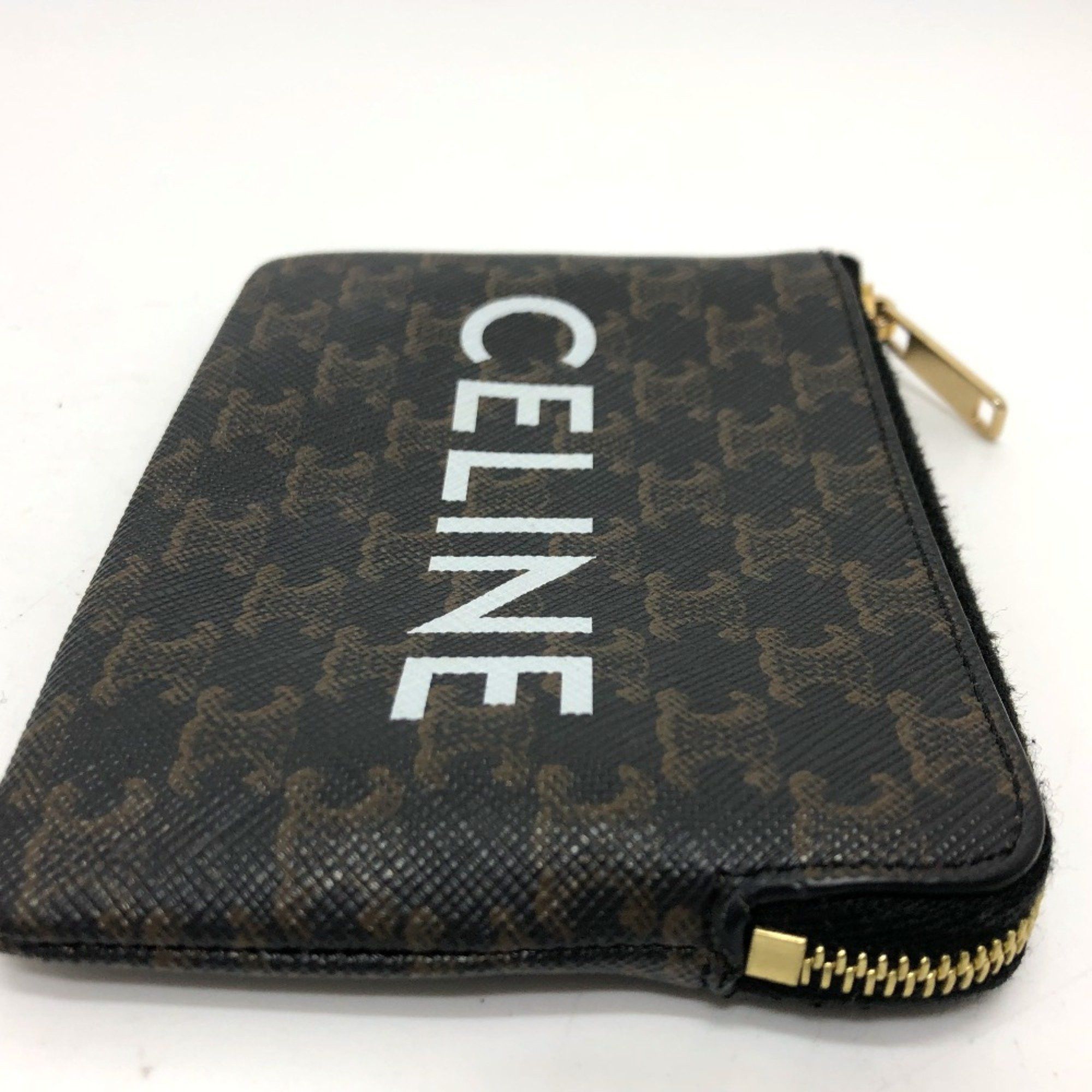 Celine CELINE 10C662CA2 Triomphe Accessory case Coin Compartment coin purse Brown GoldHardware Size ONE SIZE - 9 Thumbnail