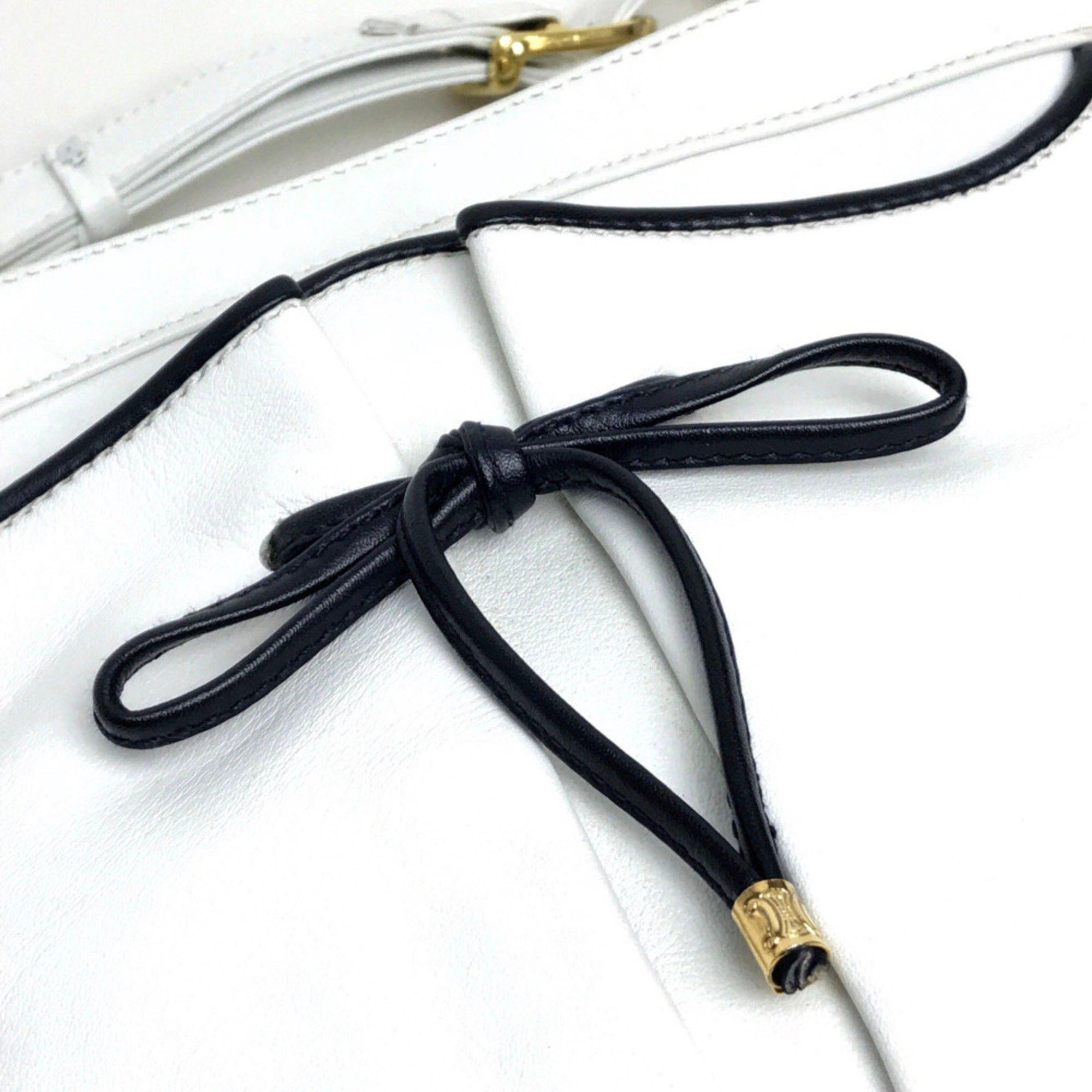 Celine CELINE Ribbon motif Bag Shoulder Bag White x Black Size ONE SIZE - 9 Thumbnail
