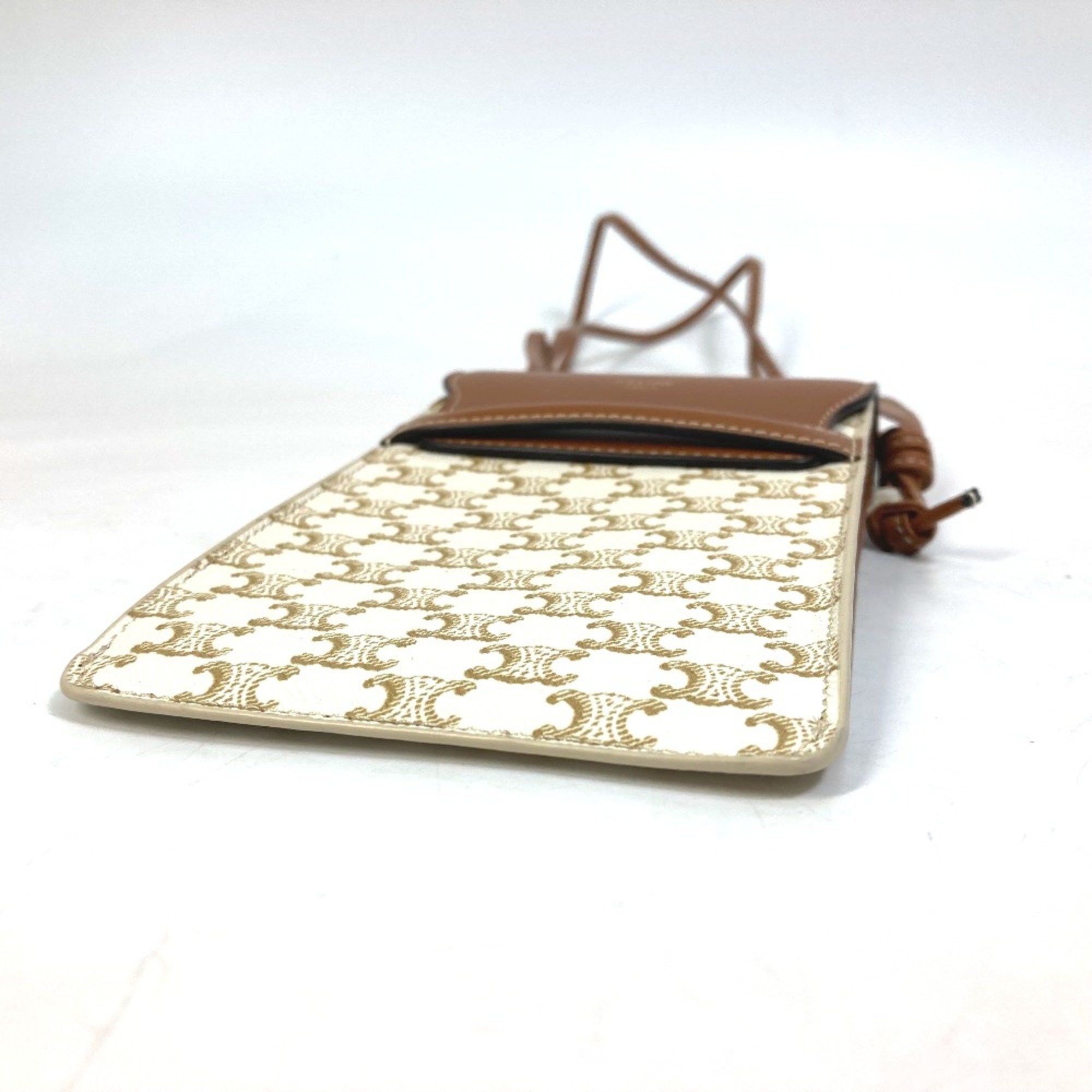 Celine CELINE 10G332CQD triomphe phone case Bag Shoulder Bag Pochette Smartphone case Beige White Size ONE SIZE - 5 Thumbnail