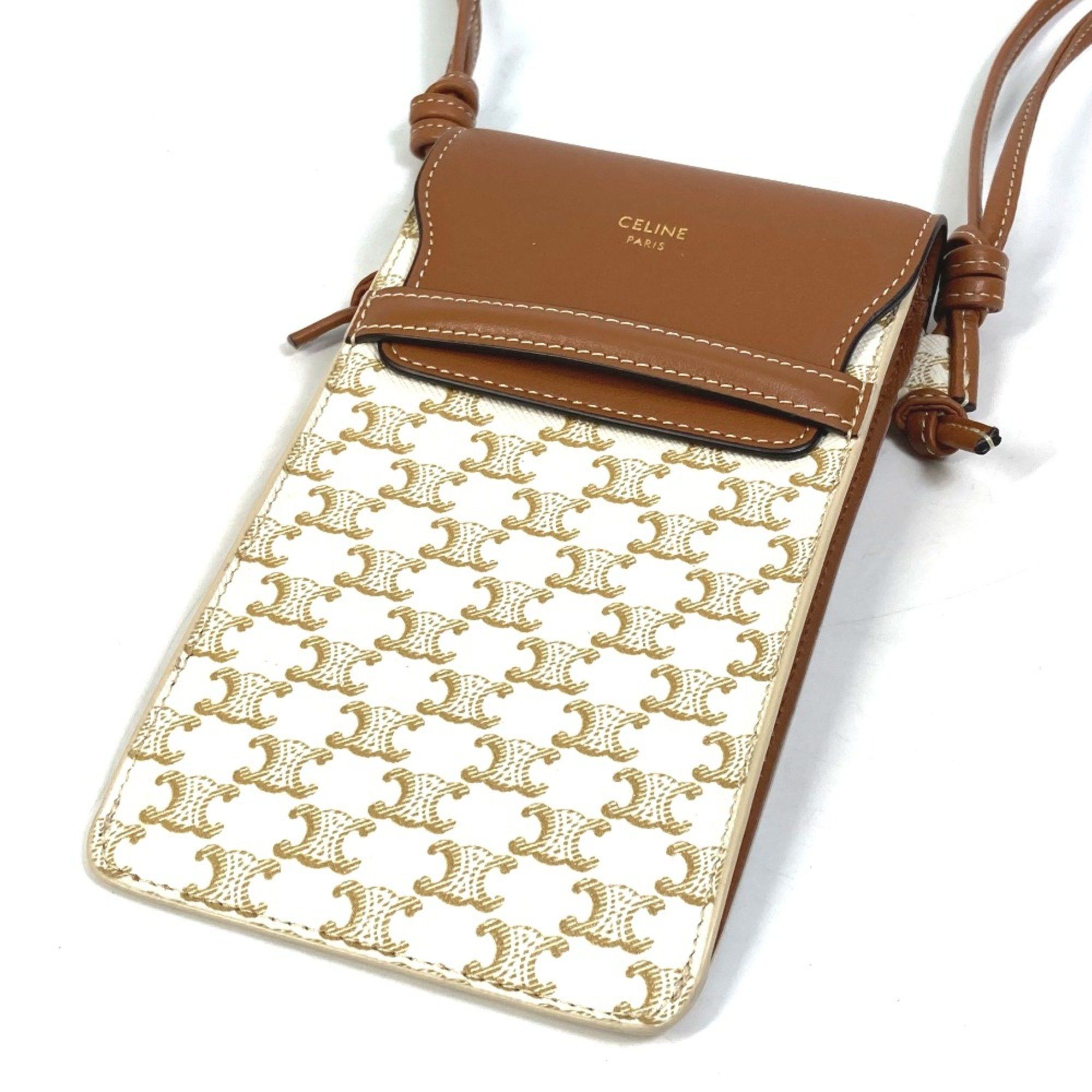 Celine CELINE 10G332CQD triomphe phone case Bag Shoulder Bag Pochette Smartphone case Beige White Size ONE SIZE - 2 Thumbnail