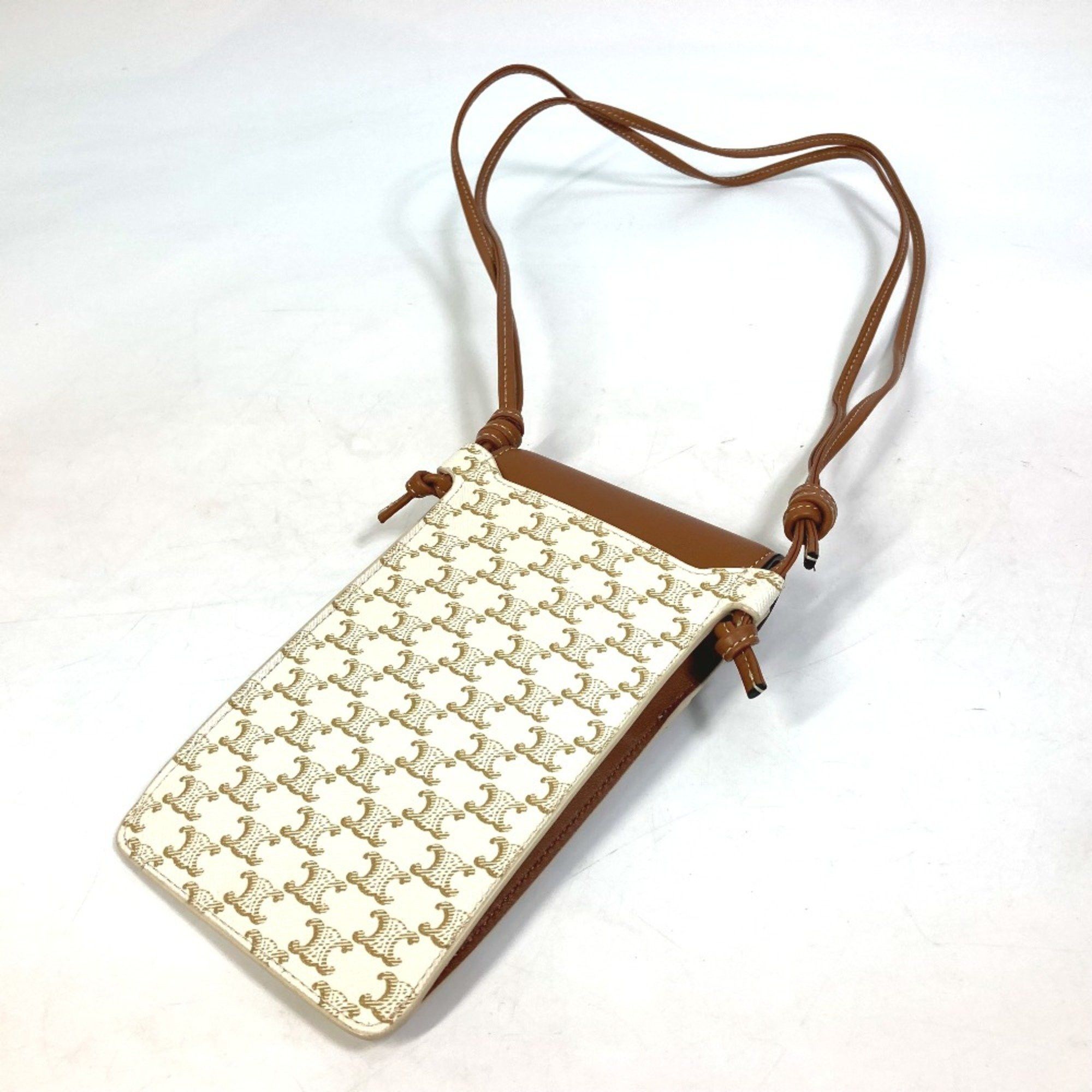 Celine CELINE 10G332CQD triomphe phone case Bag Shoulder Bag Pochette Smartphone case Beige White Size ONE SIZE - 3 Thumbnail