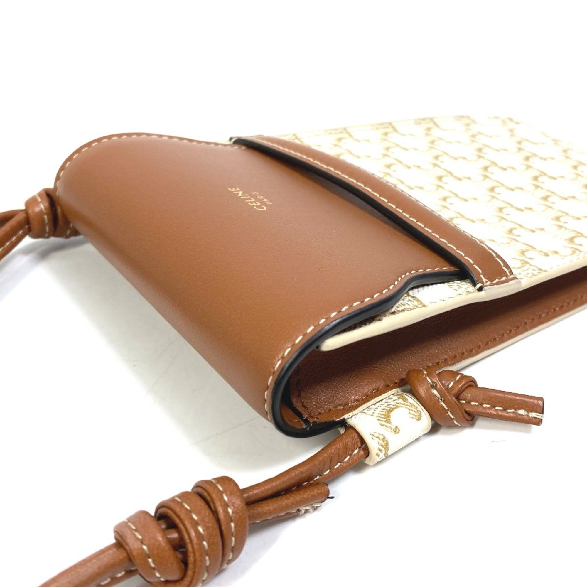 Celine CELINE 10G332CQD triomphe phone case Bag Shoulder Bag Pochette Smartphone case Beige White Size ONE SIZE - 6 Thumbnail