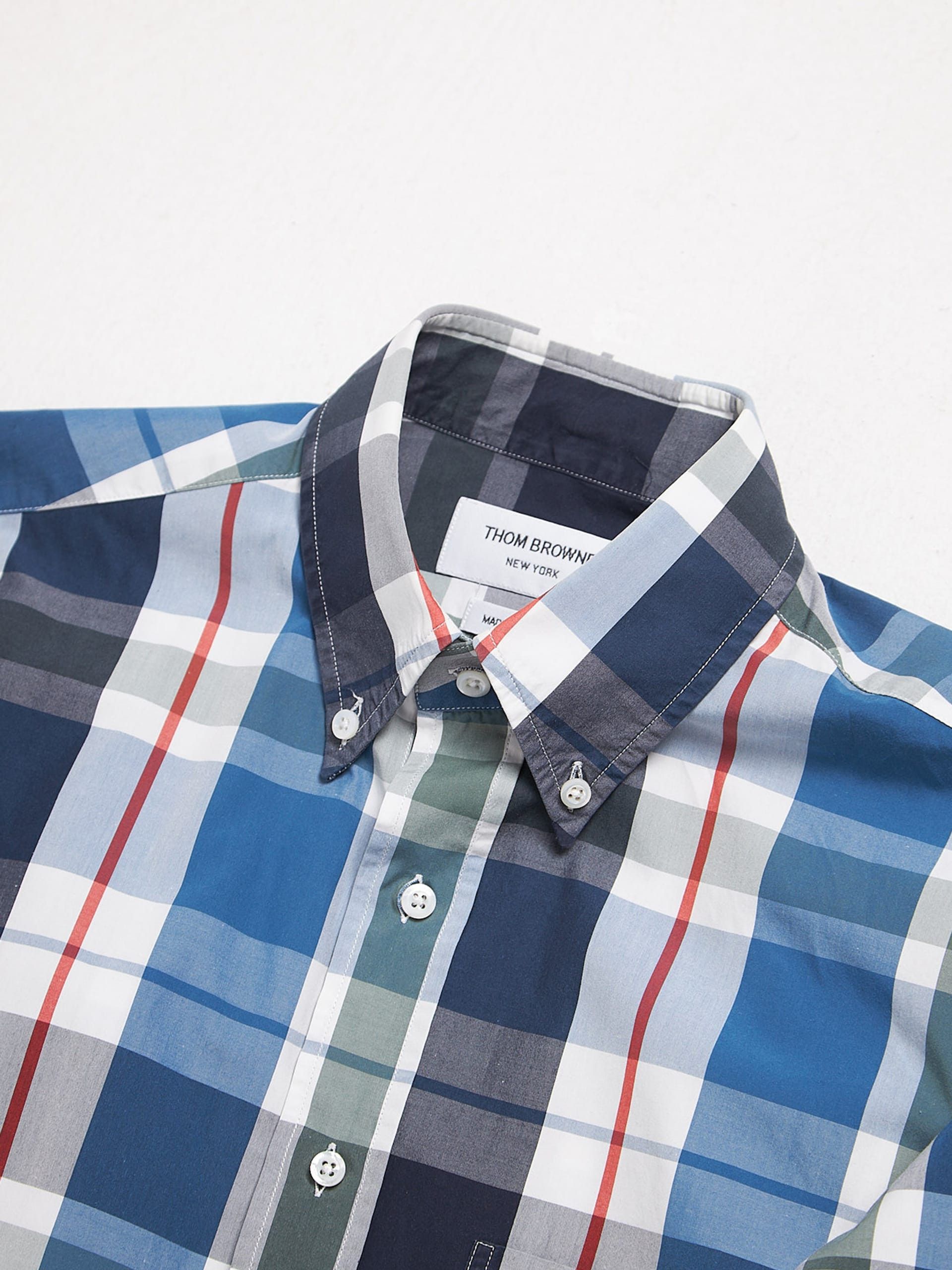 Thom Browne Colorblock Checkered & Striped Cotton Shirt Size US L / EU 52-54 / 3 - 3 Thumbnail