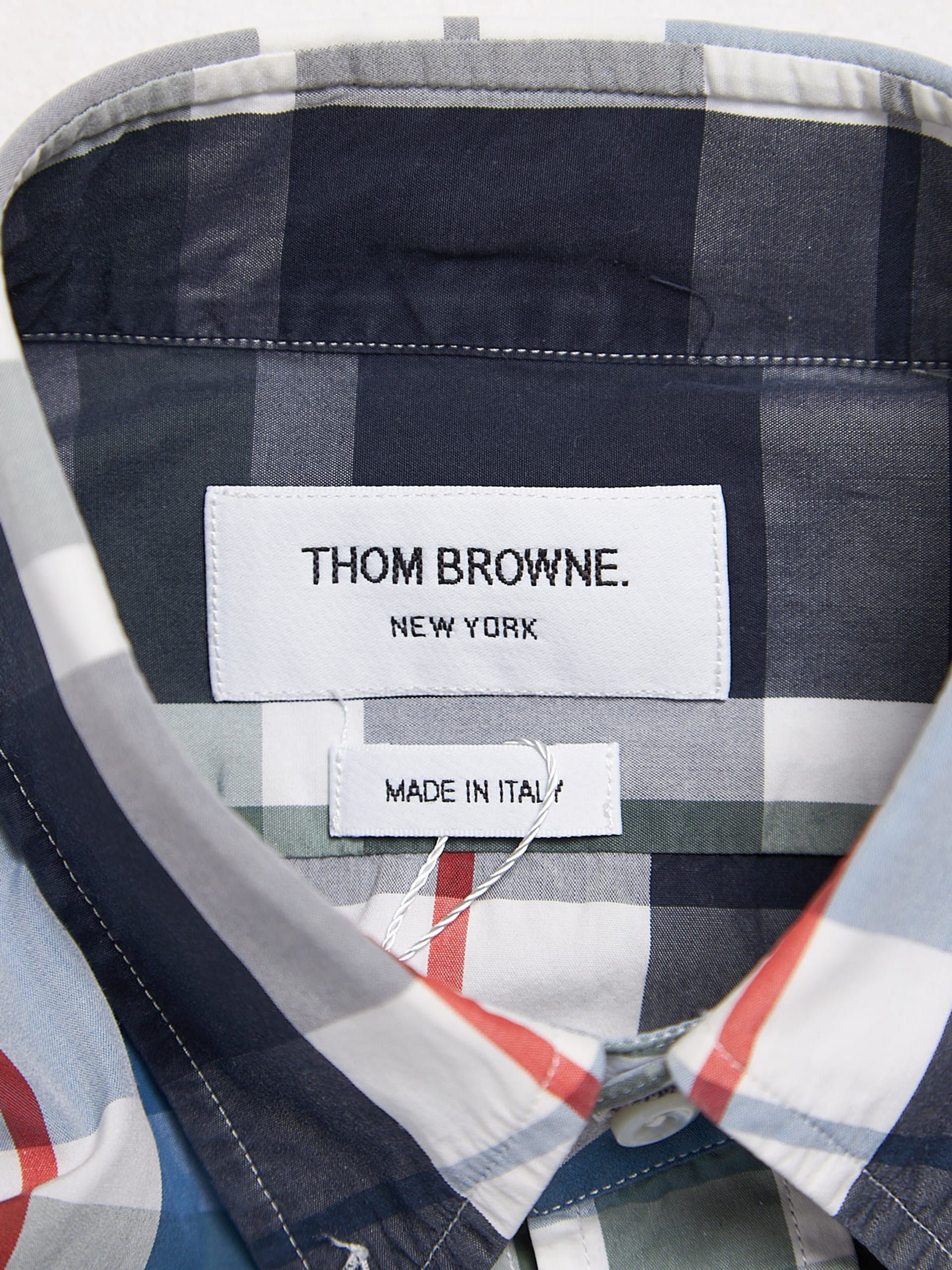 Thom Browne Colorblock Checkered & Striped Cotton Shirt Size US L / EU 52-54 / 3 - 4 Thumbnail
