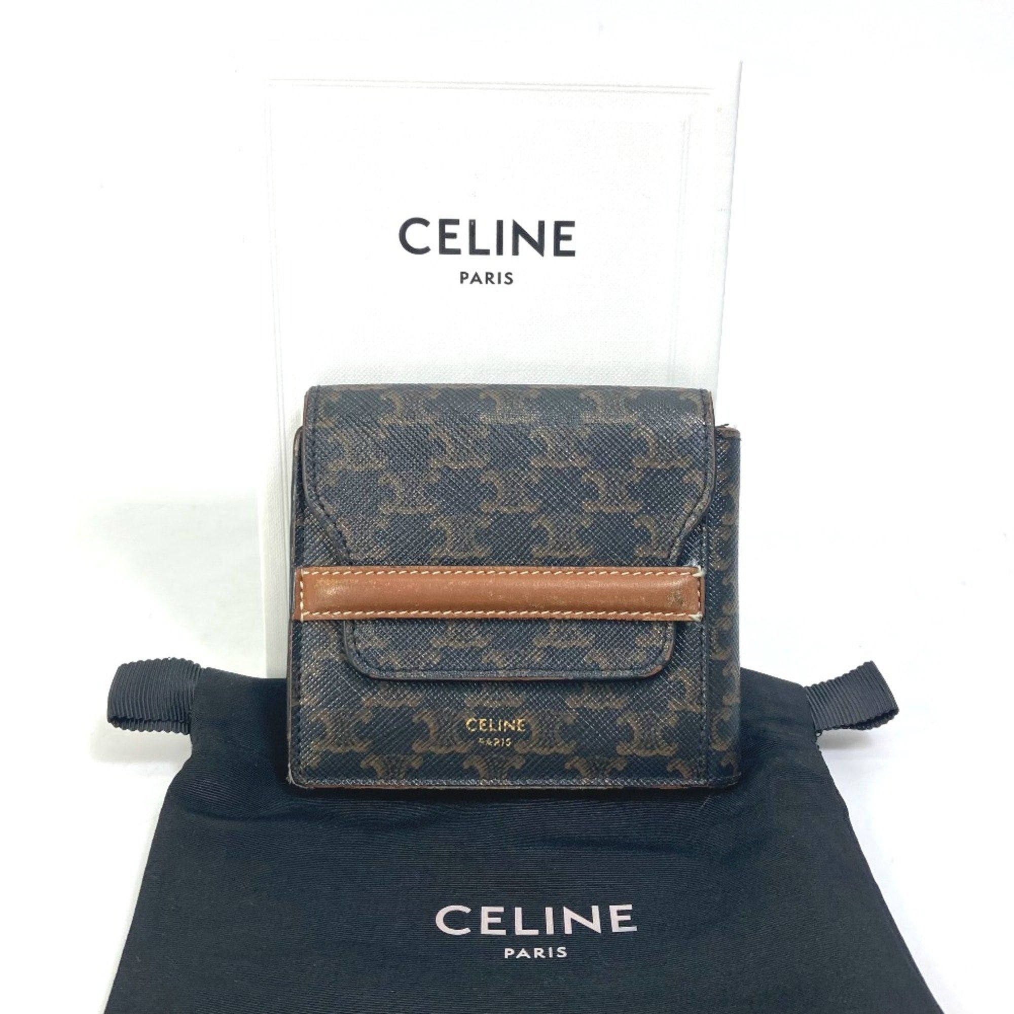 Celine CELINE Card Case with flap Folded wallet Brown Size ONE SIZE - 14 Thumbnail