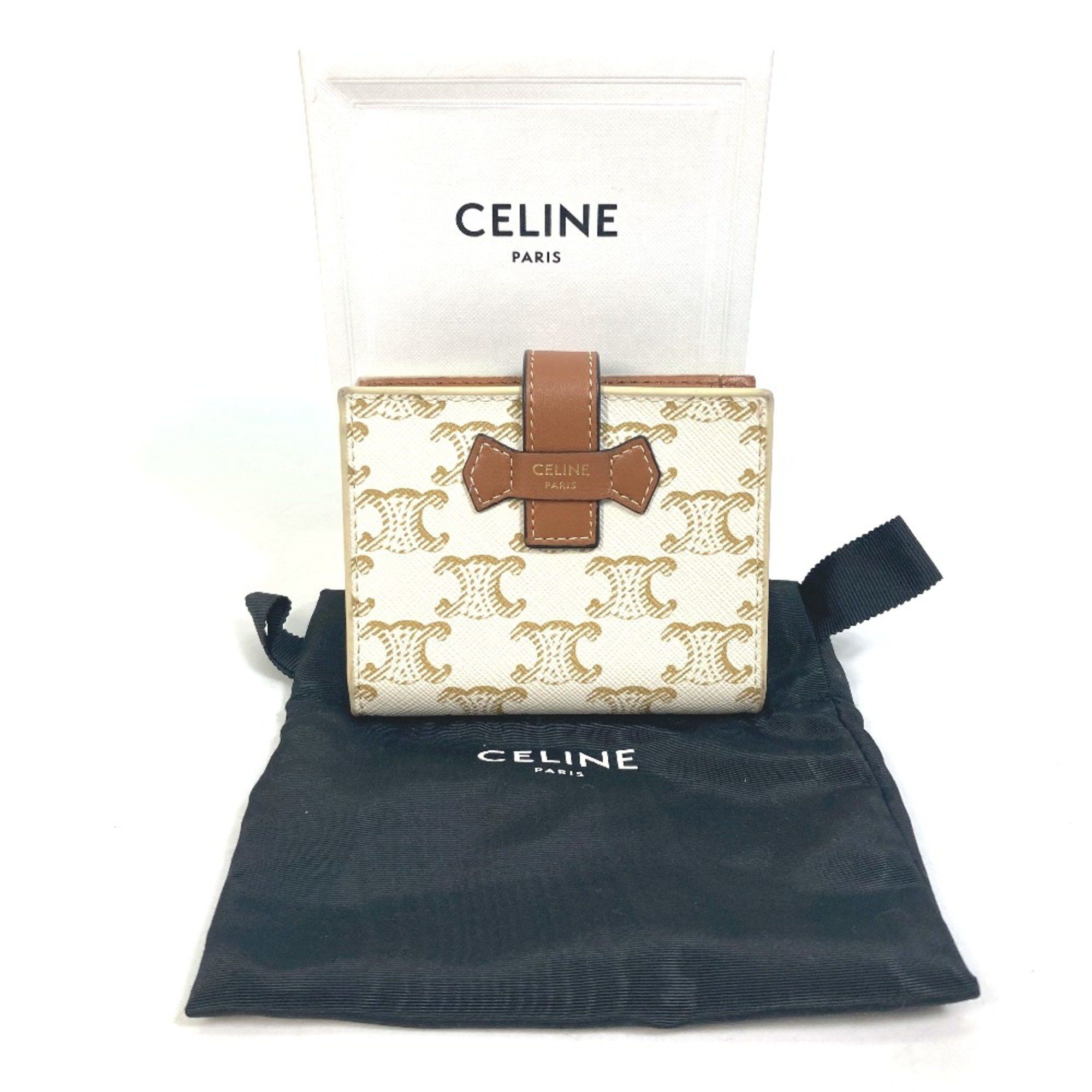 Celine CELINE Macadam Triomphe Folded wallet White/Brown Size ONE SIZE - 14 Thumbnail