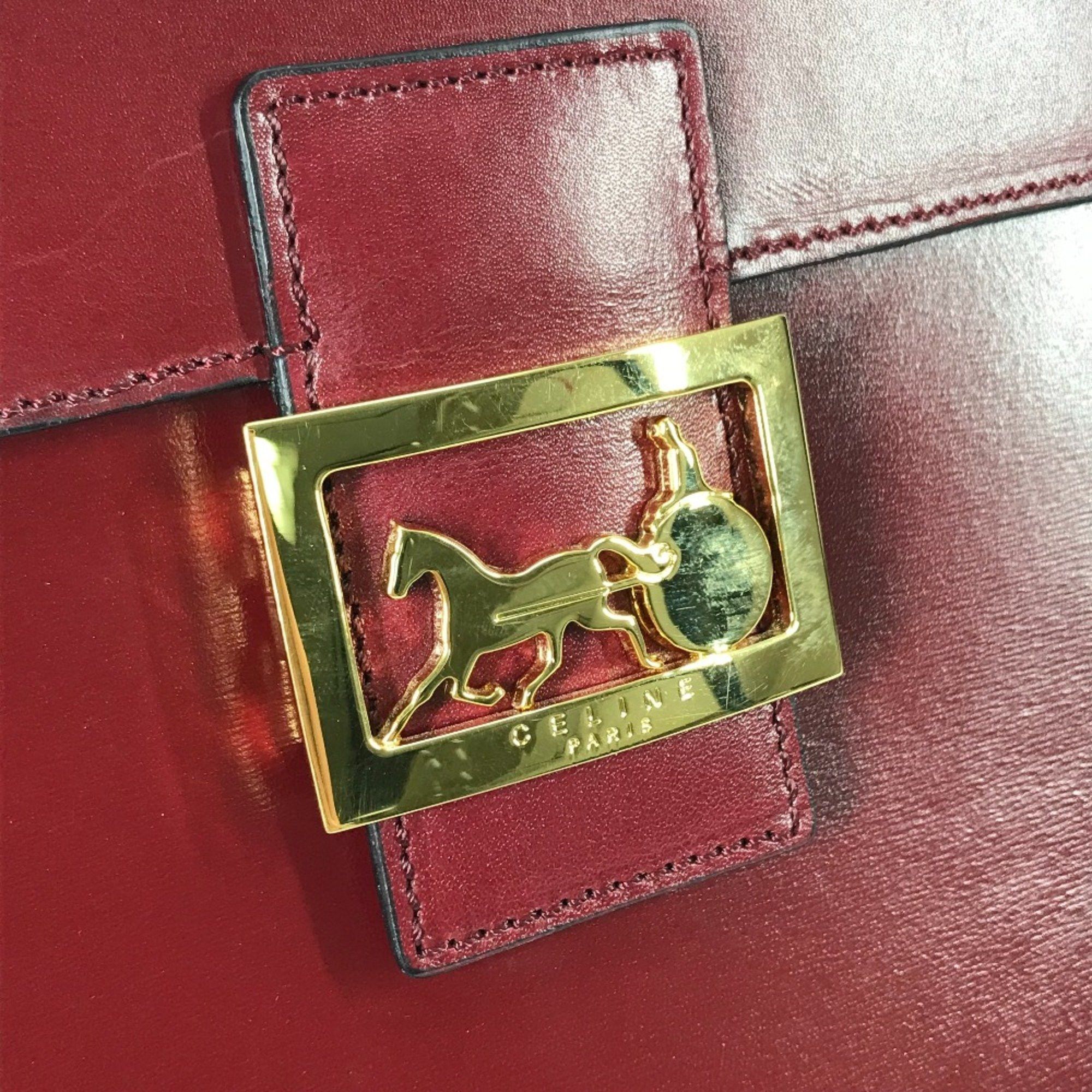 Celine CELINE vintage Box BOX bag with mirror Hand Bag Bordeaux Based Size ONE SIZE - 11 Thumbnail