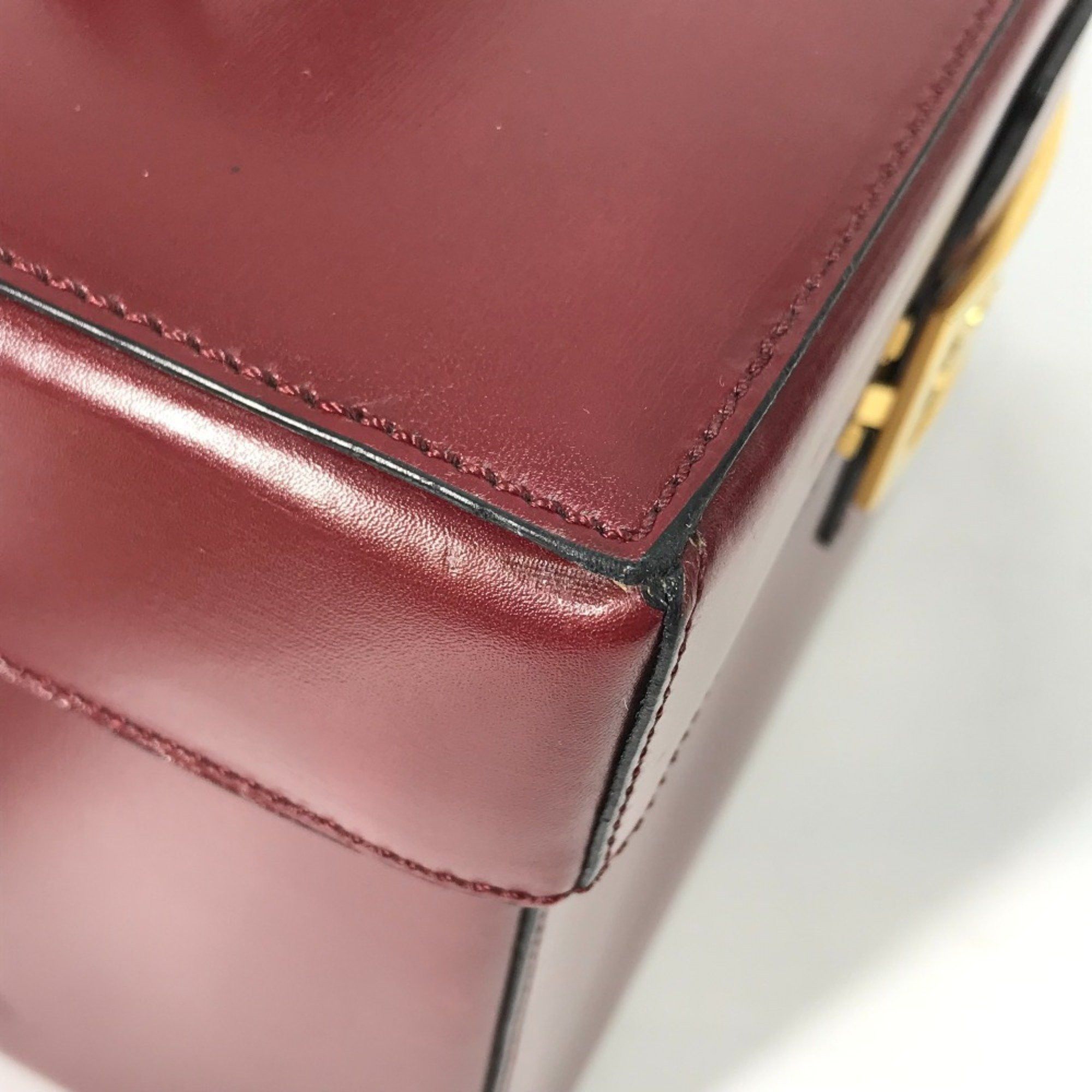 Celine CELINE vintage Box BOX bag with mirror Hand Bag Bordeaux Based Size ONE SIZE - 9 Thumbnail