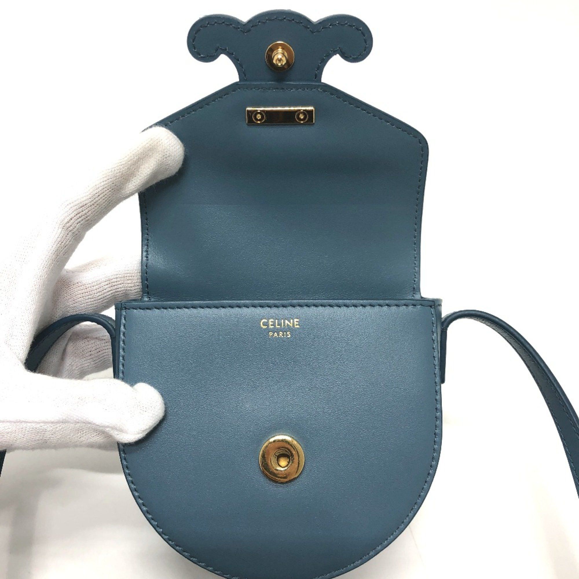 Celine CELINE Triomphe Shoulder Bag blue Size ONE SIZE - 8 Thumbnail