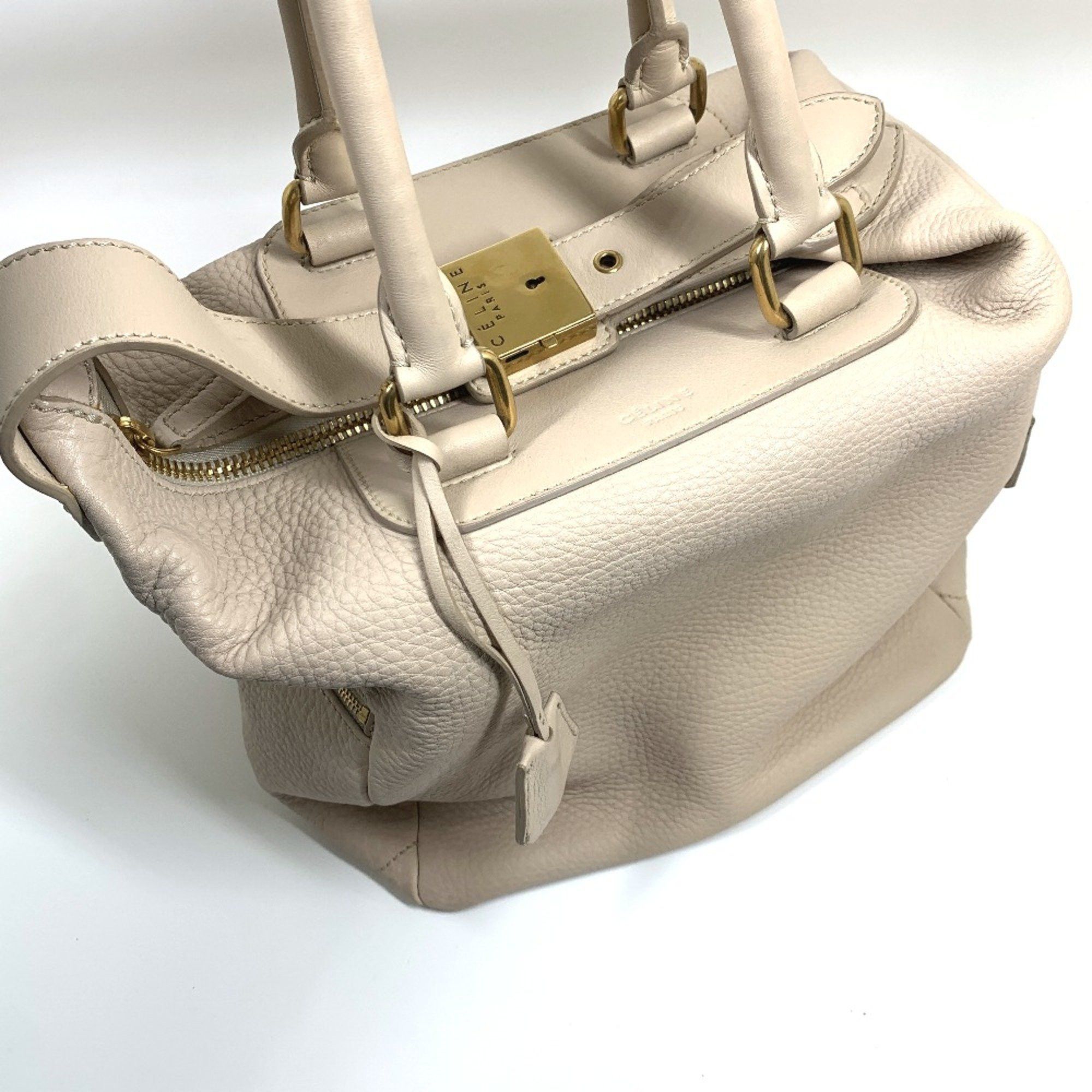 Celine CELINE Old logo Bag Hand Bag Beige Size ONE SIZE - 7 Thumbnail