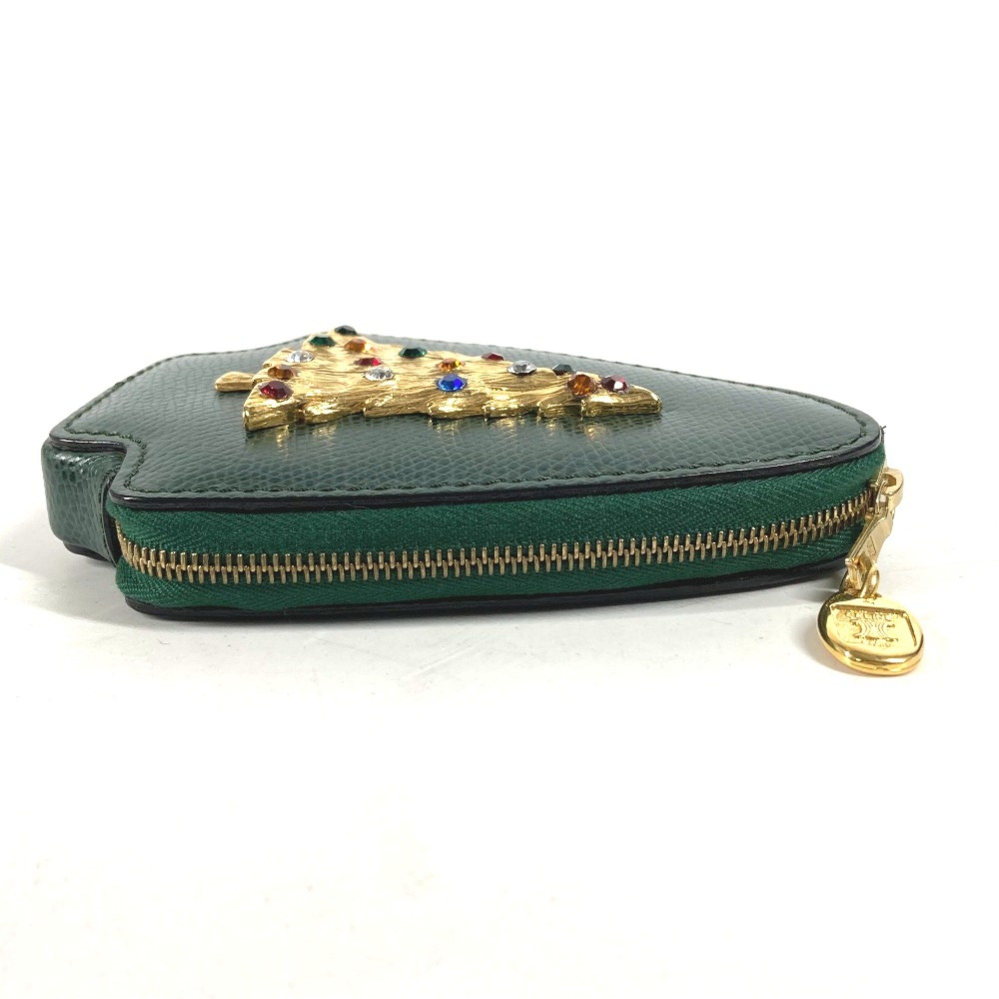Celine CELINE Rhinestone Coin Purse Coin Compartment Wallet Pouch Green Size ONE SIZE - 4 Thumbnail