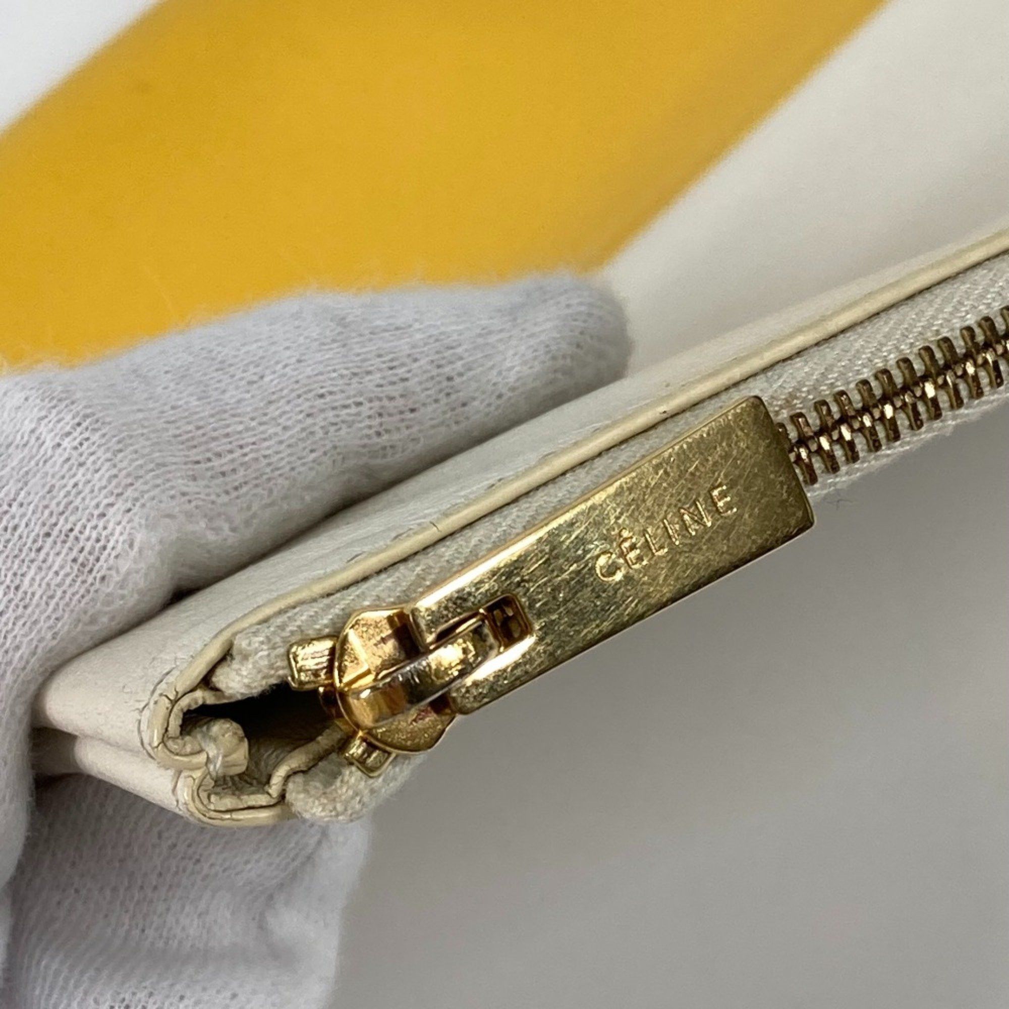 Celine CELINE Bicolor Pouch Clutch bag White x yellow Size ONE SIZE - 7 Thumbnail